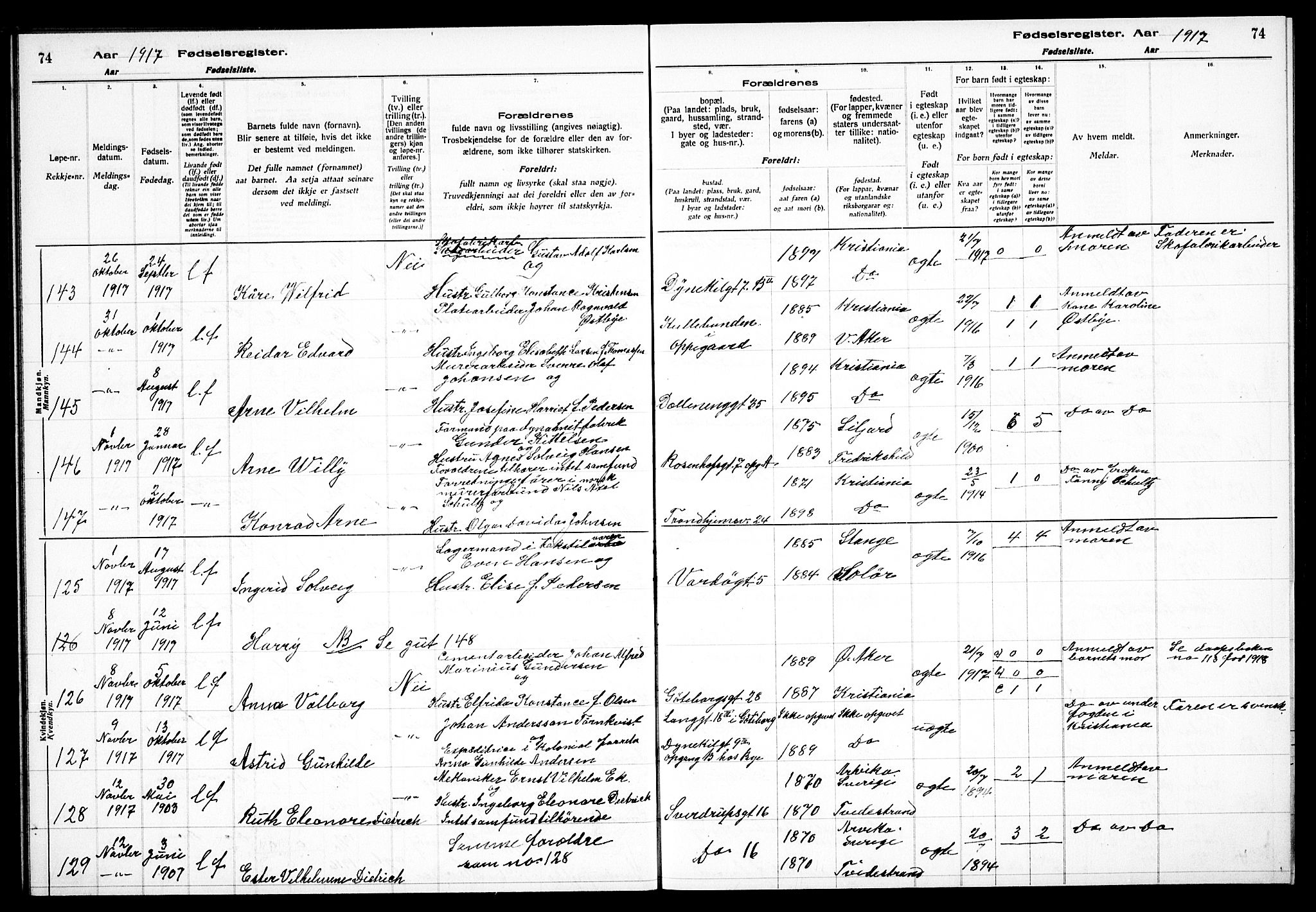 Petrus prestekontor Kirkebøker, AV/SAO-A-10872/J/Ja/L0001: Fødselsregister nr. 1, 1916-1922, s. 74