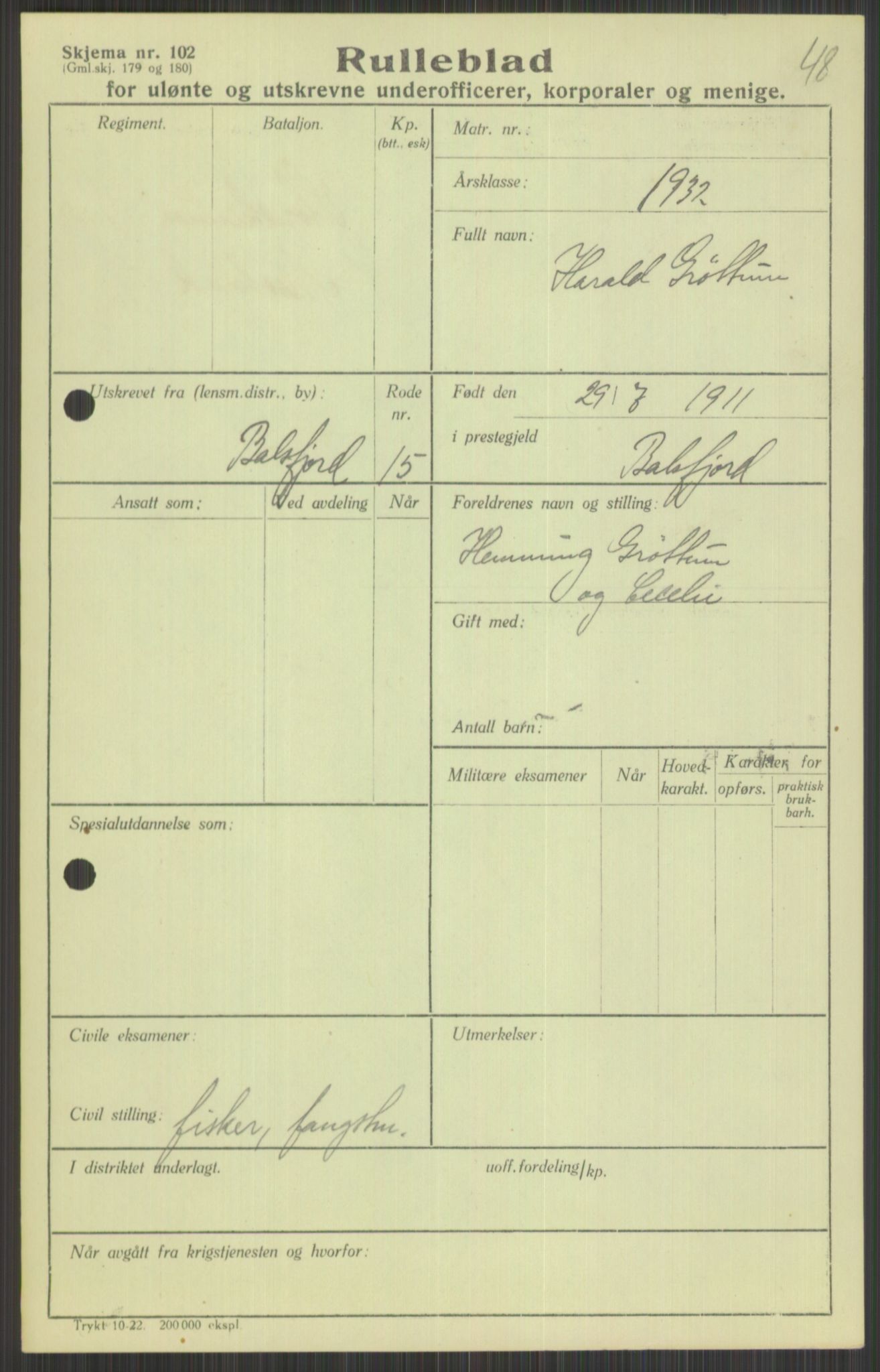 Forsvaret, Troms infanteriregiment nr. 16, AV/RA-RAFA-3146/P/Pa/L0016: Rulleblad for regimentets menige mannskaper, årsklasse 1932, 1932, s. 369