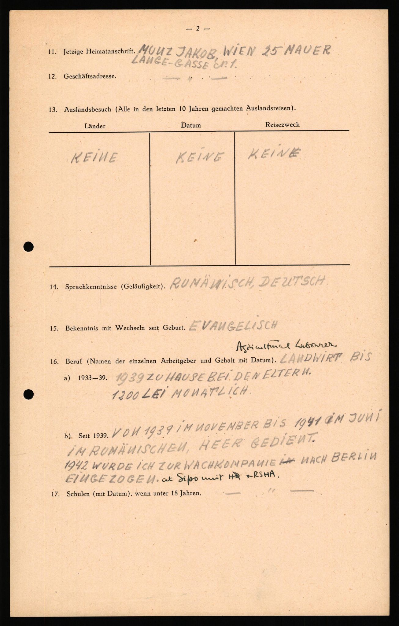 Forsvaret, Forsvarets overkommando II, AV/RA-RAFA-3915/D/Db/L0041: CI Questionaires.  Diverse nasjonaliteter., 1945-1946, s. 131