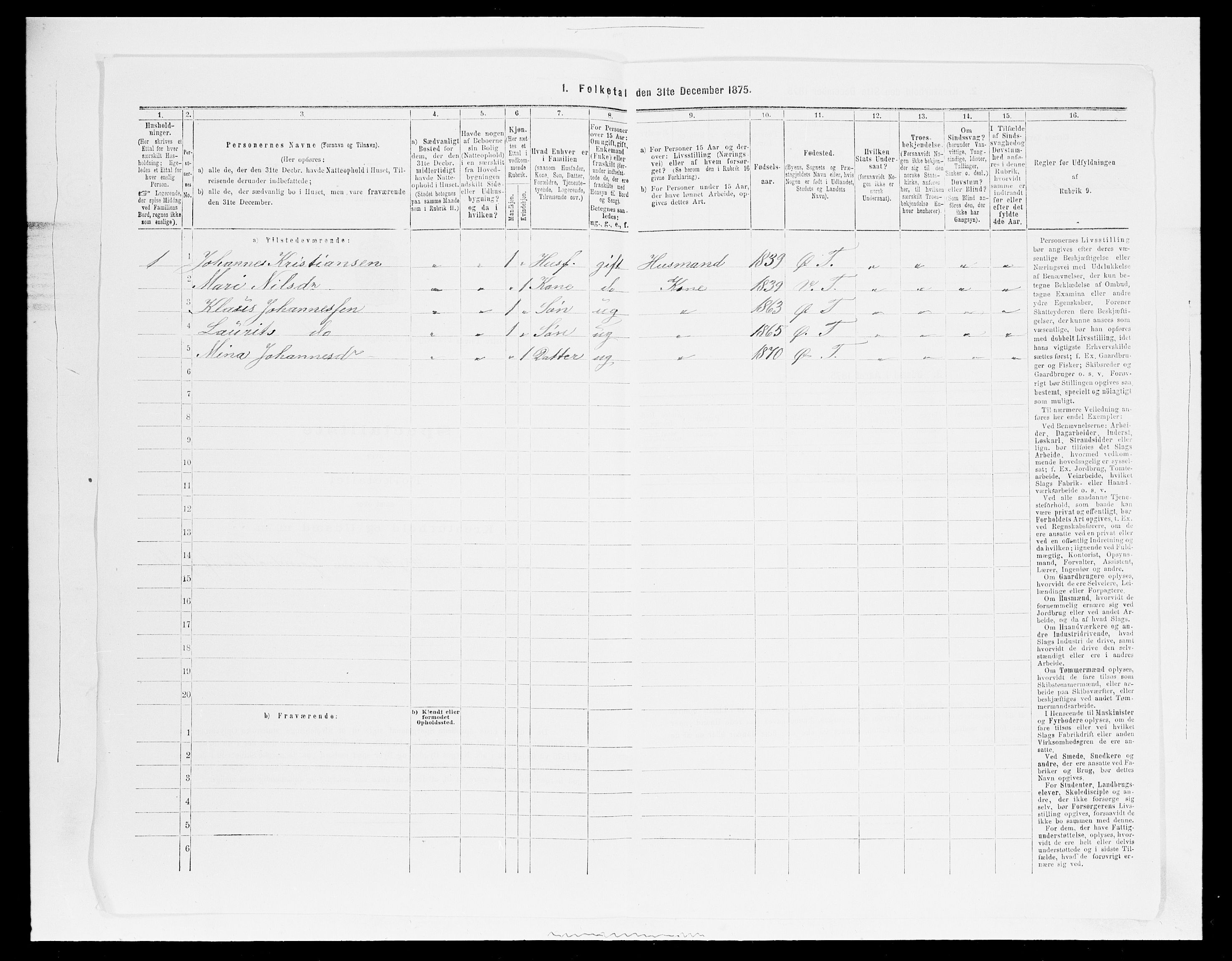 SAH, Folketelling 1875 for 0528P Østre Toten prestegjeld, 1875, s. 1999