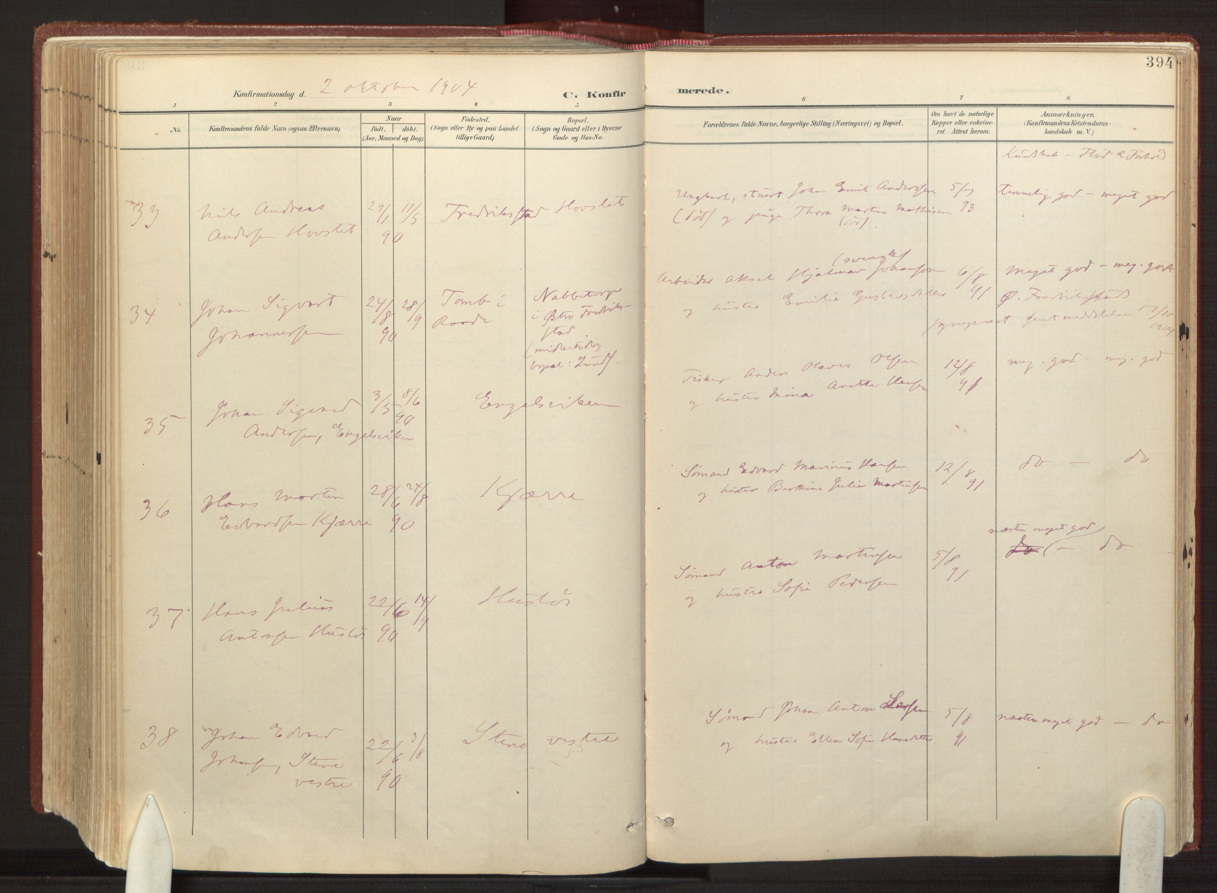 Onsøy prestekontor Kirkebøker, AV/SAO-A-10914/F/Fa/L0008: Ministerialbok nr. I 8, 1899-1923, s. 394