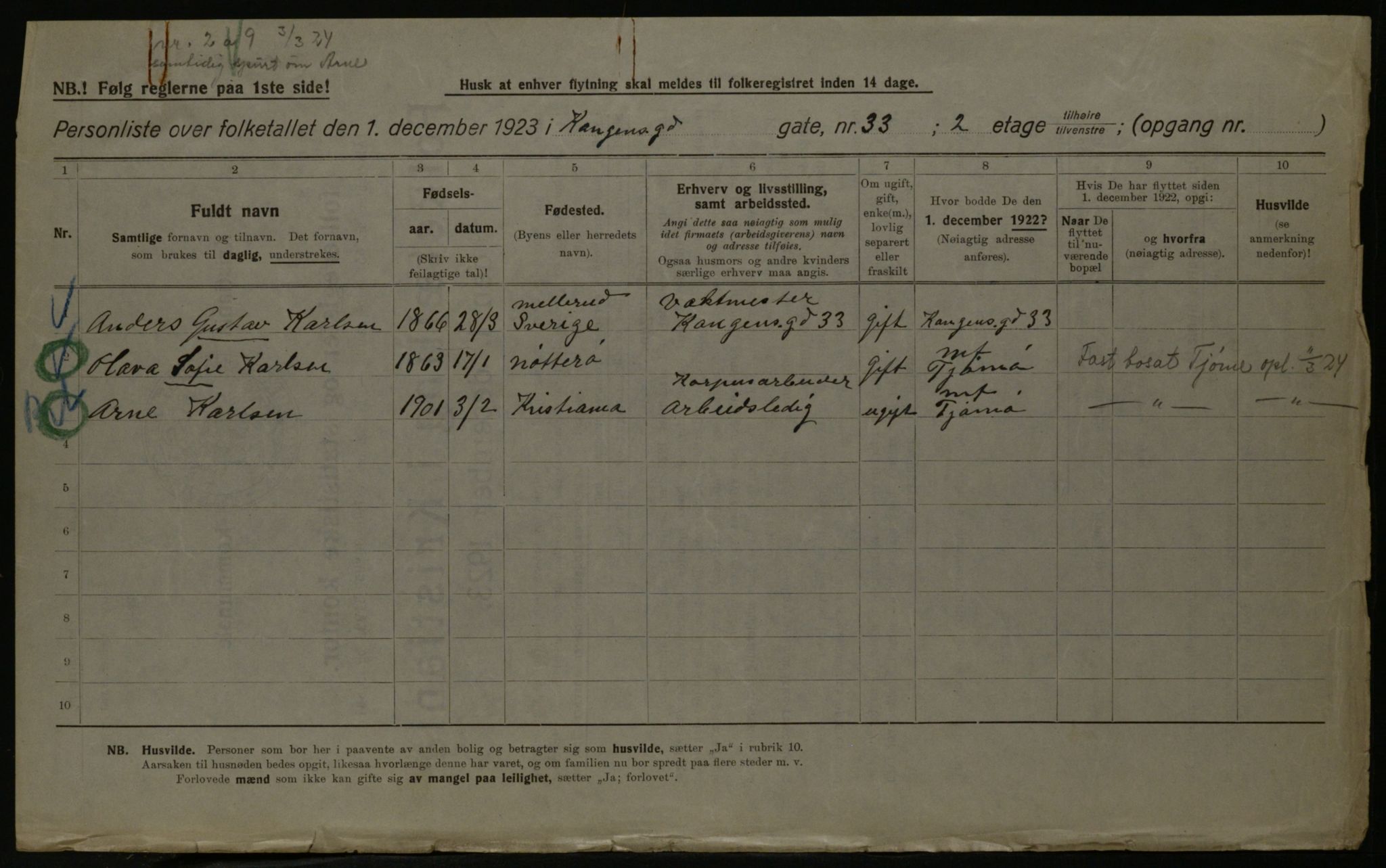 OBA, Kommunal folketelling 1.12.1923 for Kristiania, 1923, s. 58979