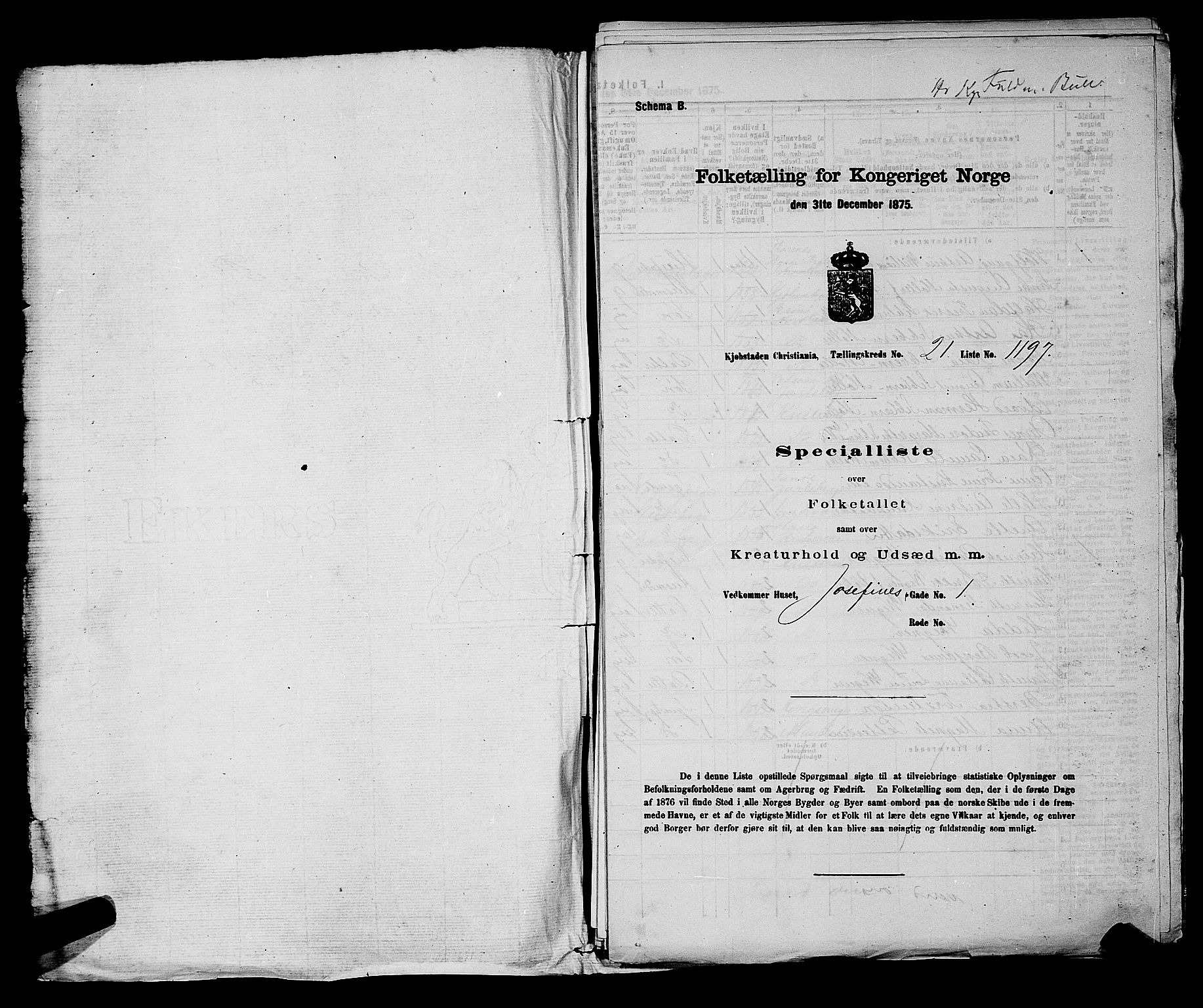 RA, Folketelling 1875 for 0301 Kristiania kjøpstad, 1875, s. 3732