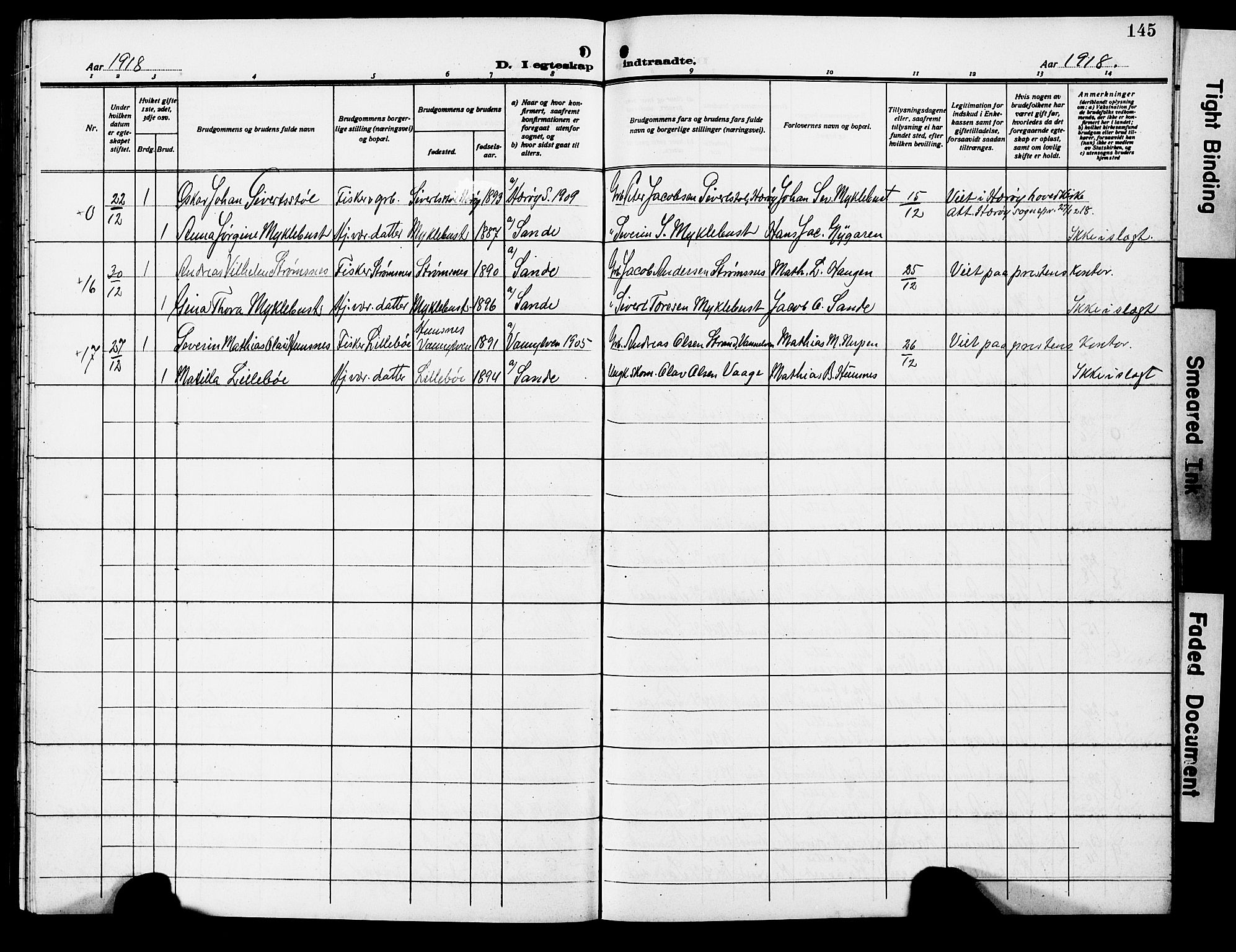 Ministerialprotokoller, klokkerbøker og fødselsregistre - Møre og Romsdal, AV/SAT-A-1454/503/L0050: Klokkerbok nr. 503C05, 1909-1922, s. 145