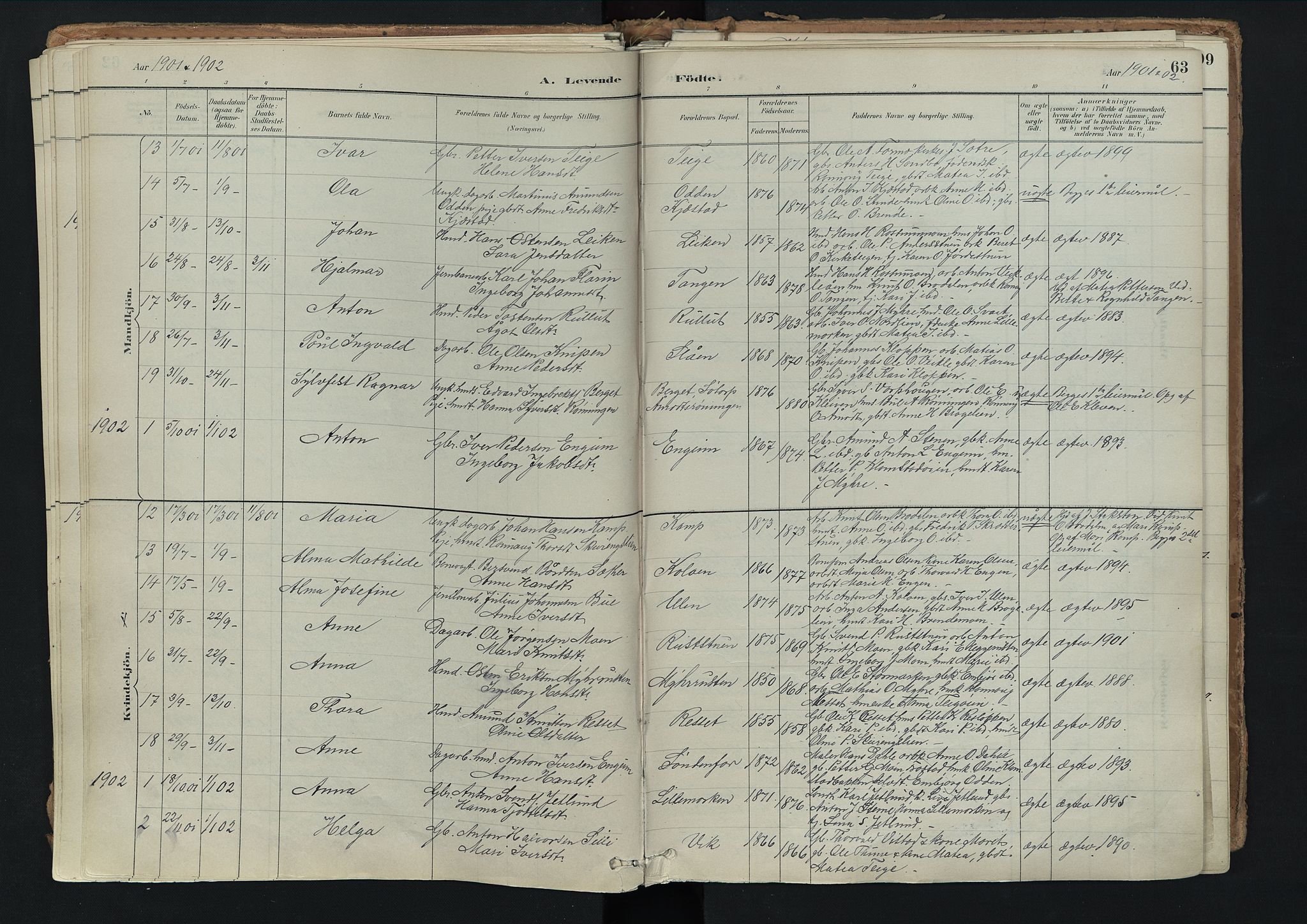 Nord-Fron prestekontor, AV/SAH-PREST-080/H/Ha/Haa/L0003: Ministerialbok nr. 3, 1884-1914, s. 63