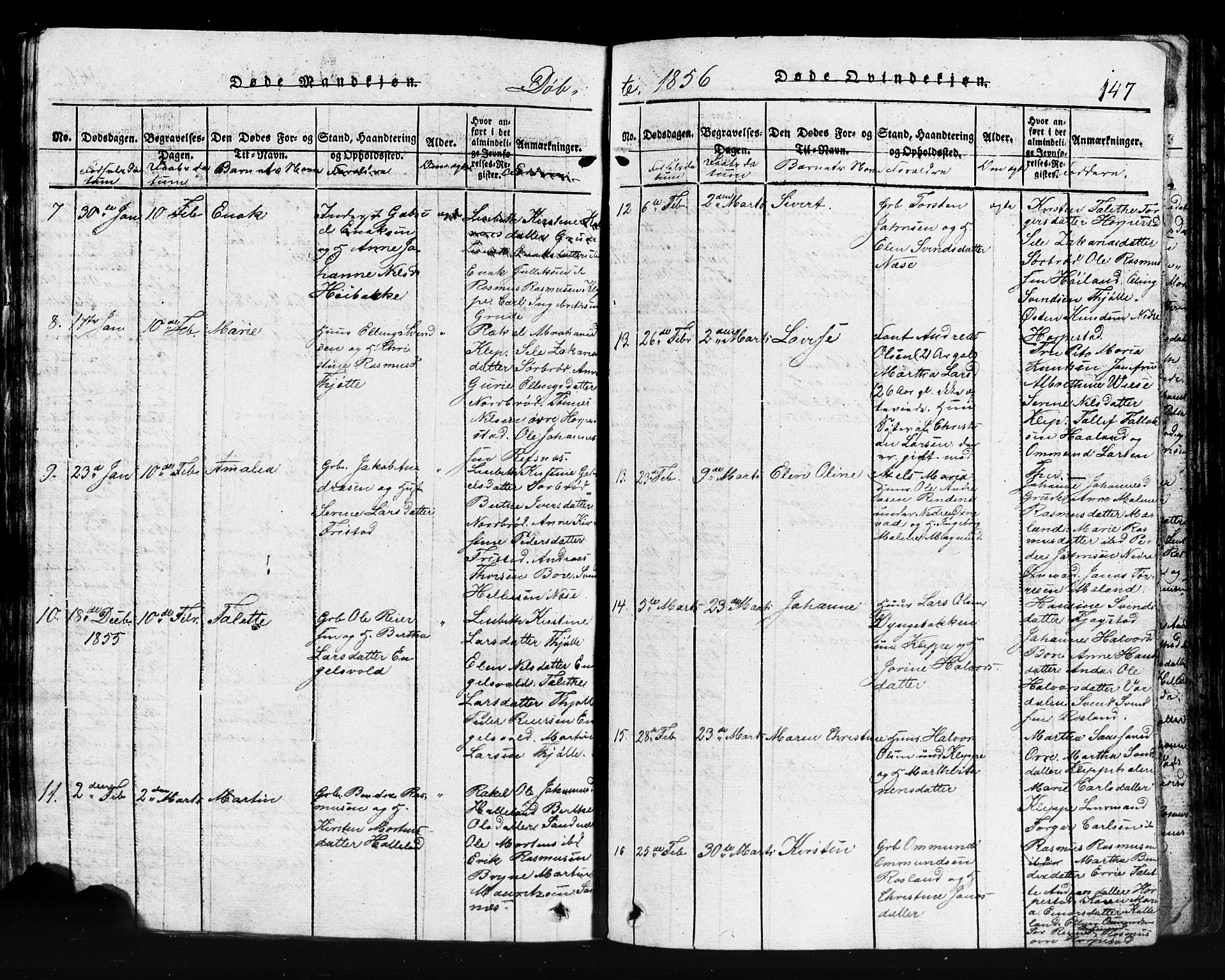 Klepp sokneprestkontor, AV/SAST-A-101803/001/3/30BB/L0001: Klokkerbok nr.  B 1, 1816-1859, s. 147