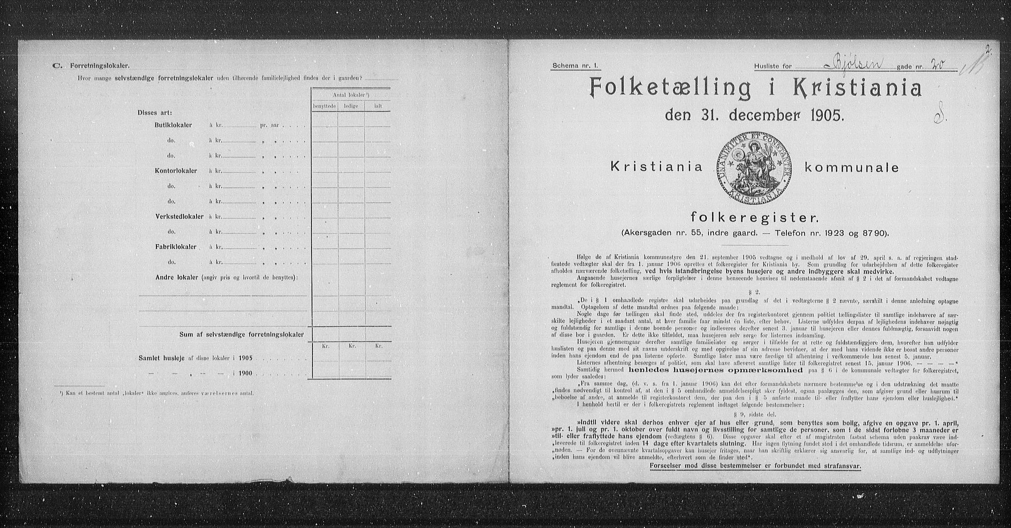 OBA, Kommunal folketelling 31.12.1905 for Kristiania kjøpstad, 1905, s. 3305