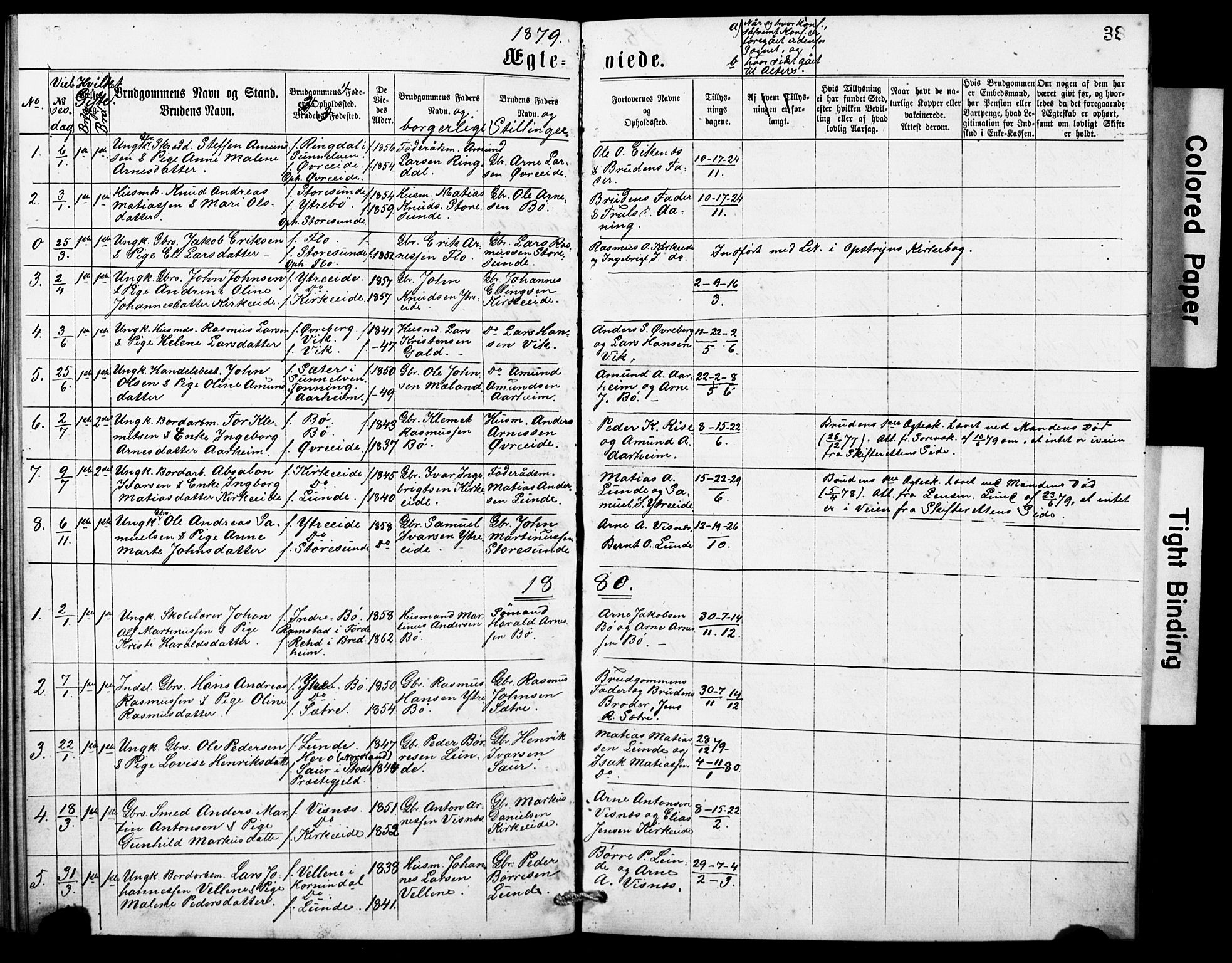 Stryn Sokneprestembete, AV/SAB-A-82501: Klokkerbok nr. A 1A, 1877-1882, s. 38