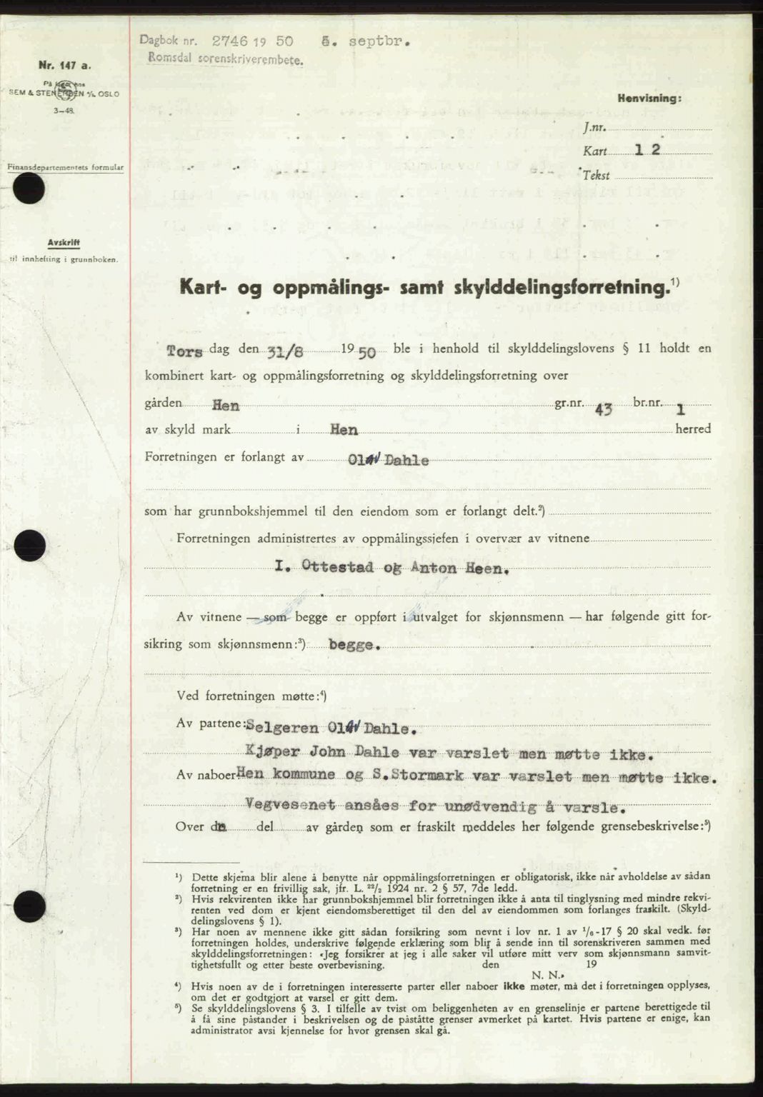 Romsdal sorenskriveri, AV/SAT-A-4149/1/2/2C: Pantebok nr. A34, 1950-1950, Dagboknr: 2746/1950