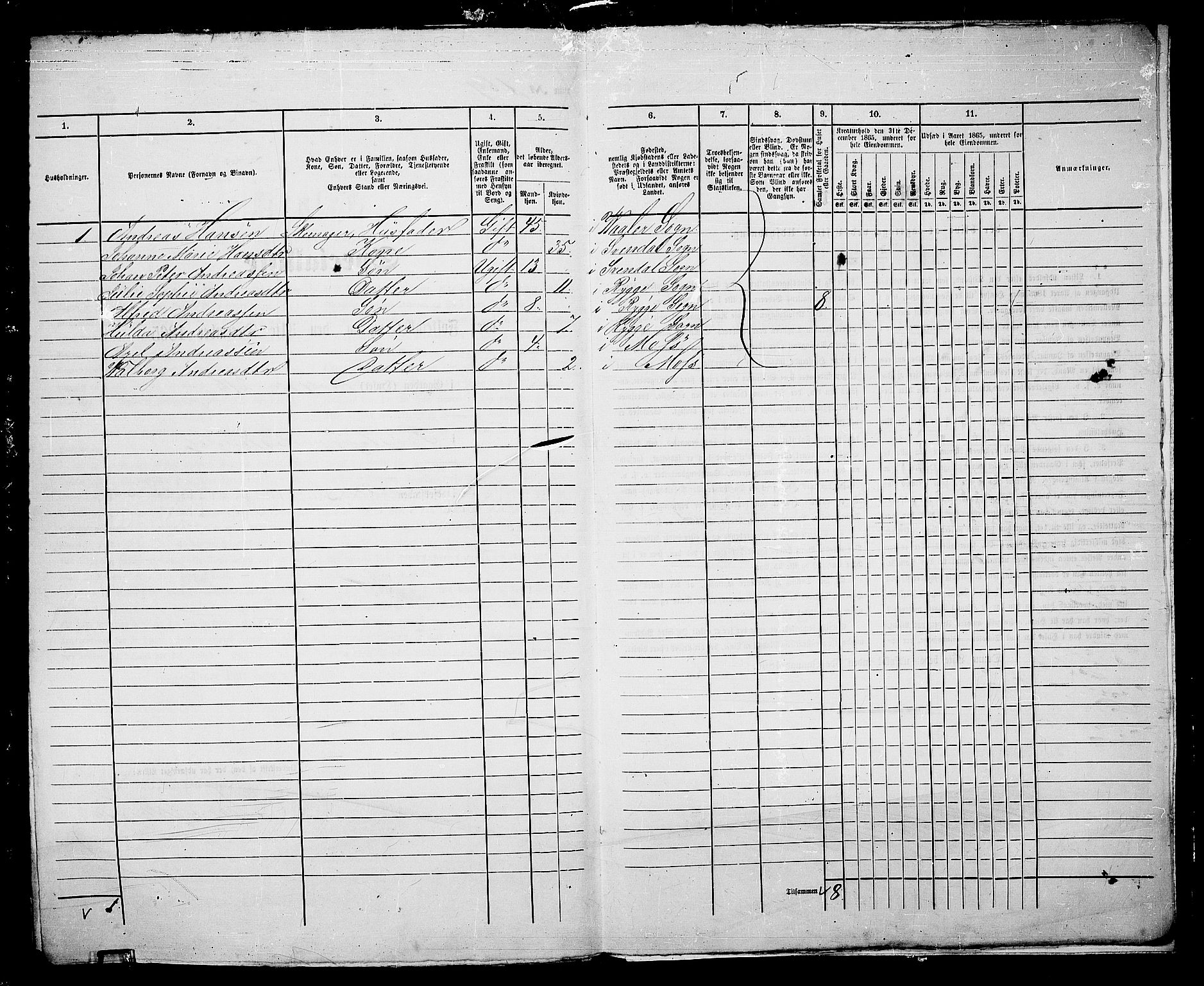 RA, Folketelling 1865 for 0104B Moss prestegjeld, Moss kjøpstad, 1865, s. 351