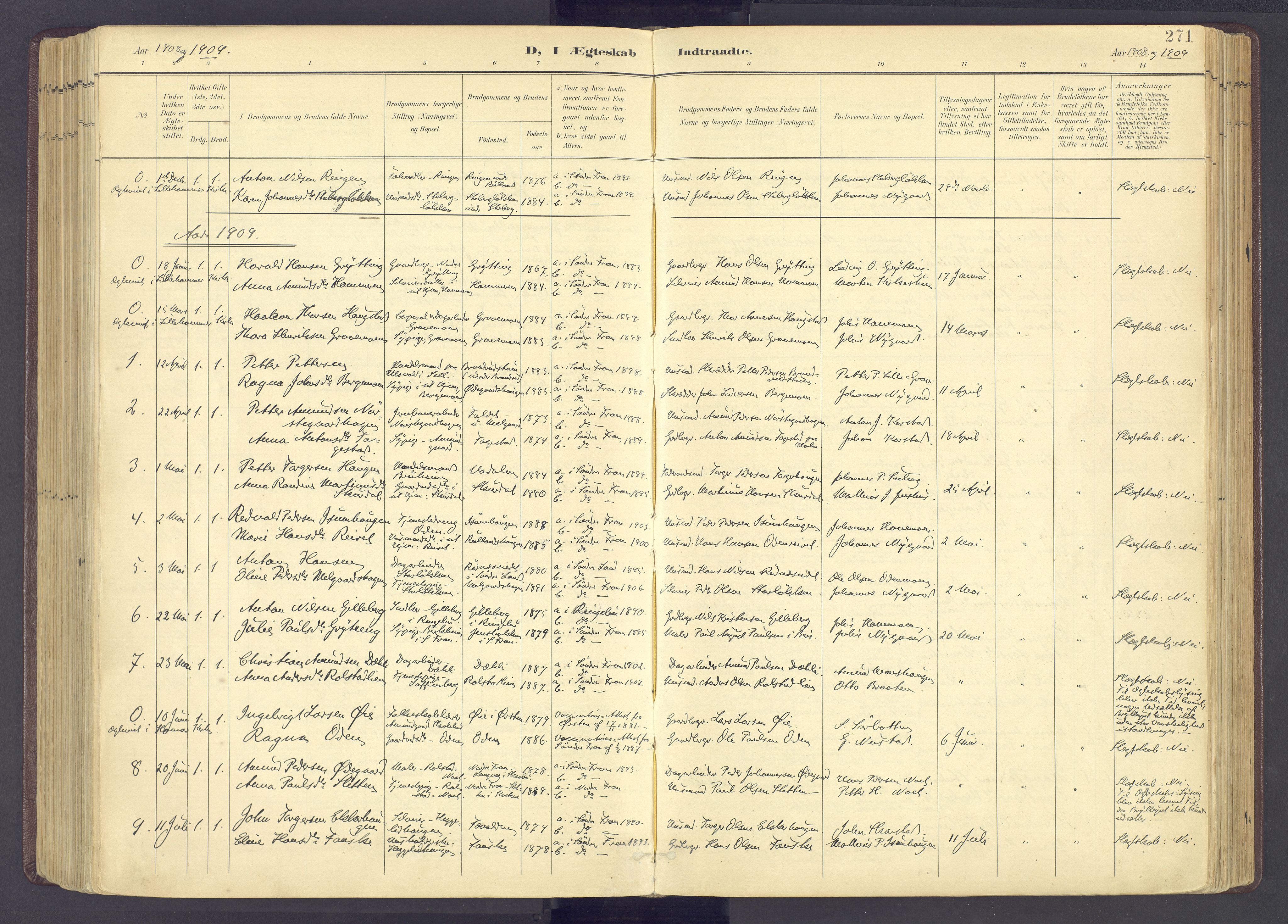 Sør-Fron prestekontor, AV/SAH-PREST-010/H/Ha/Haa/L0004: Ministerialbok nr. 4, 1898-1919, s. 271