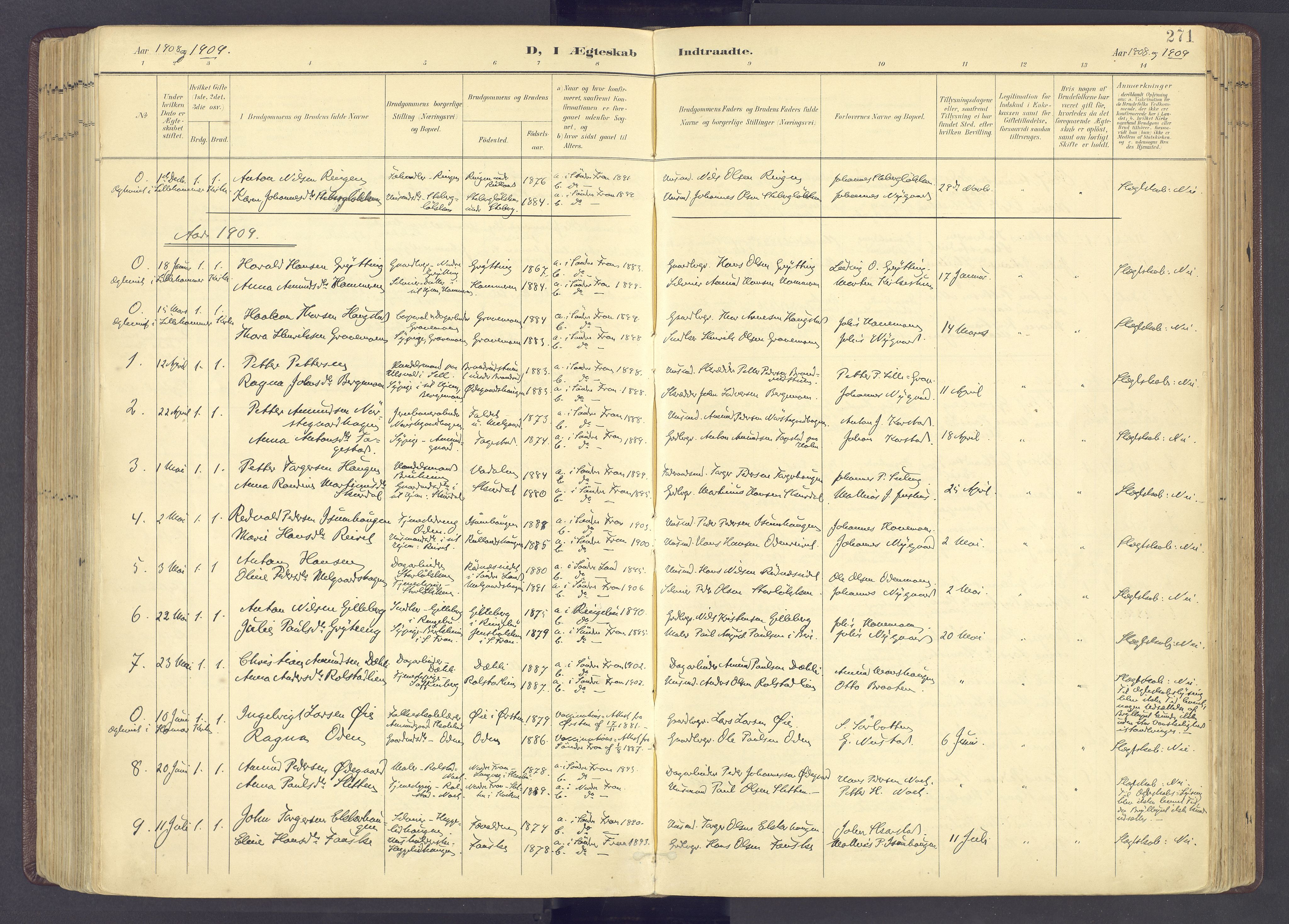 Sør-Fron prestekontor, SAH/PREST-010/H/Ha/Haa/L0004: Ministerialbok nr. 4, 1898-1919, s. 271