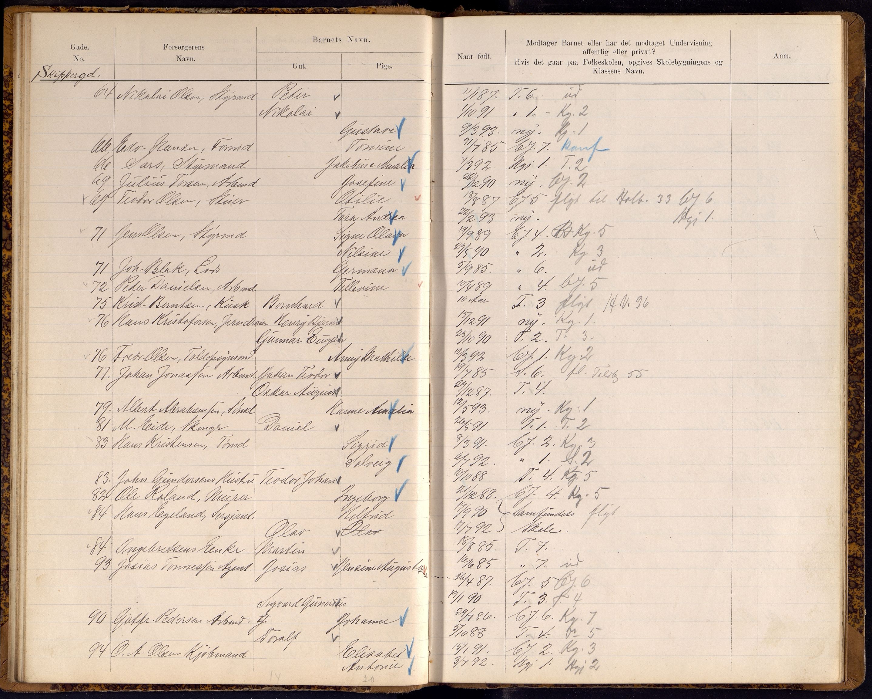 Kristiansand By - Skolekommisjonen/ -Styret, ARKSOR/1001KG510/J/Jb/L0009: Barnetelling, 1899