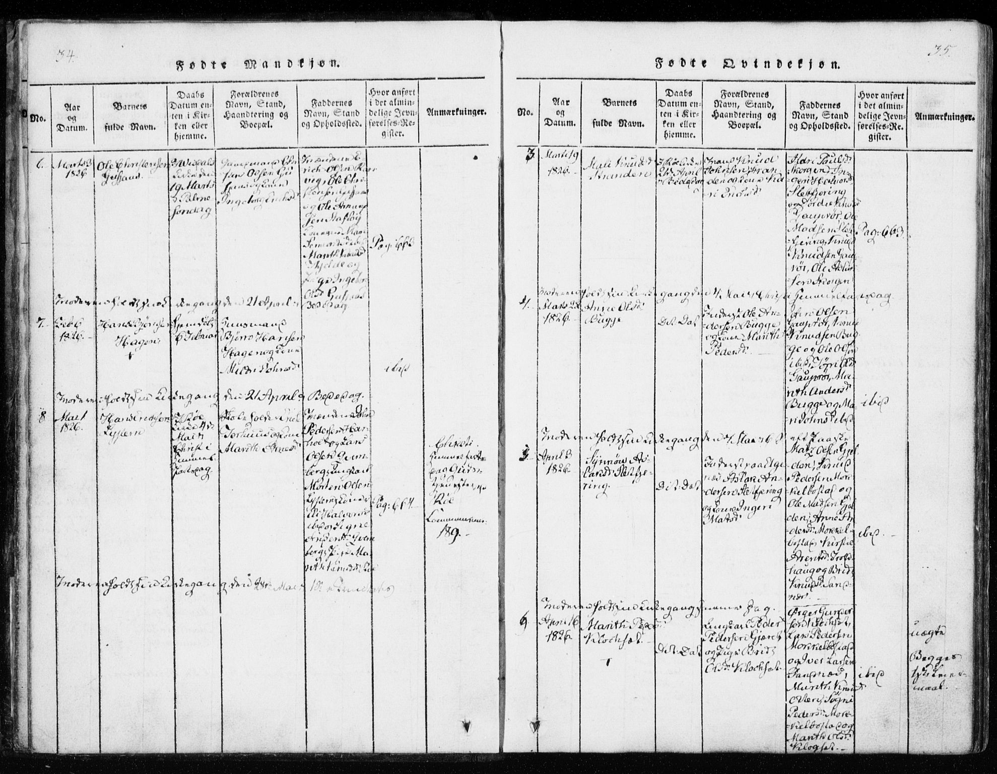 Ministerialprotokoller, klokkerbøker og fødselsregistre - Møre og Romsdal, AV/SAT-A-1454/551/L0623: Ministerialbok nr. 551A03, 1818-1831, s. 34-35