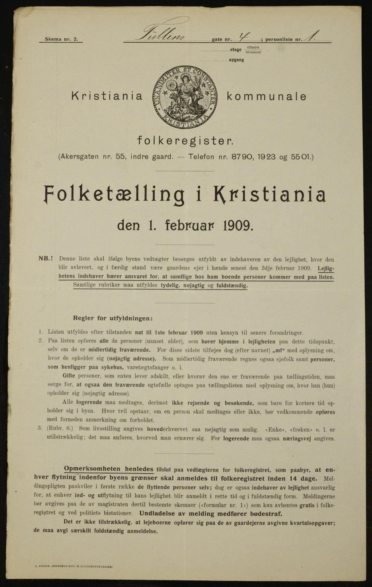 OBA, Kommunal folketelling 1.2.1909 for Kristiania kjøpstad, 1909, s. 106415