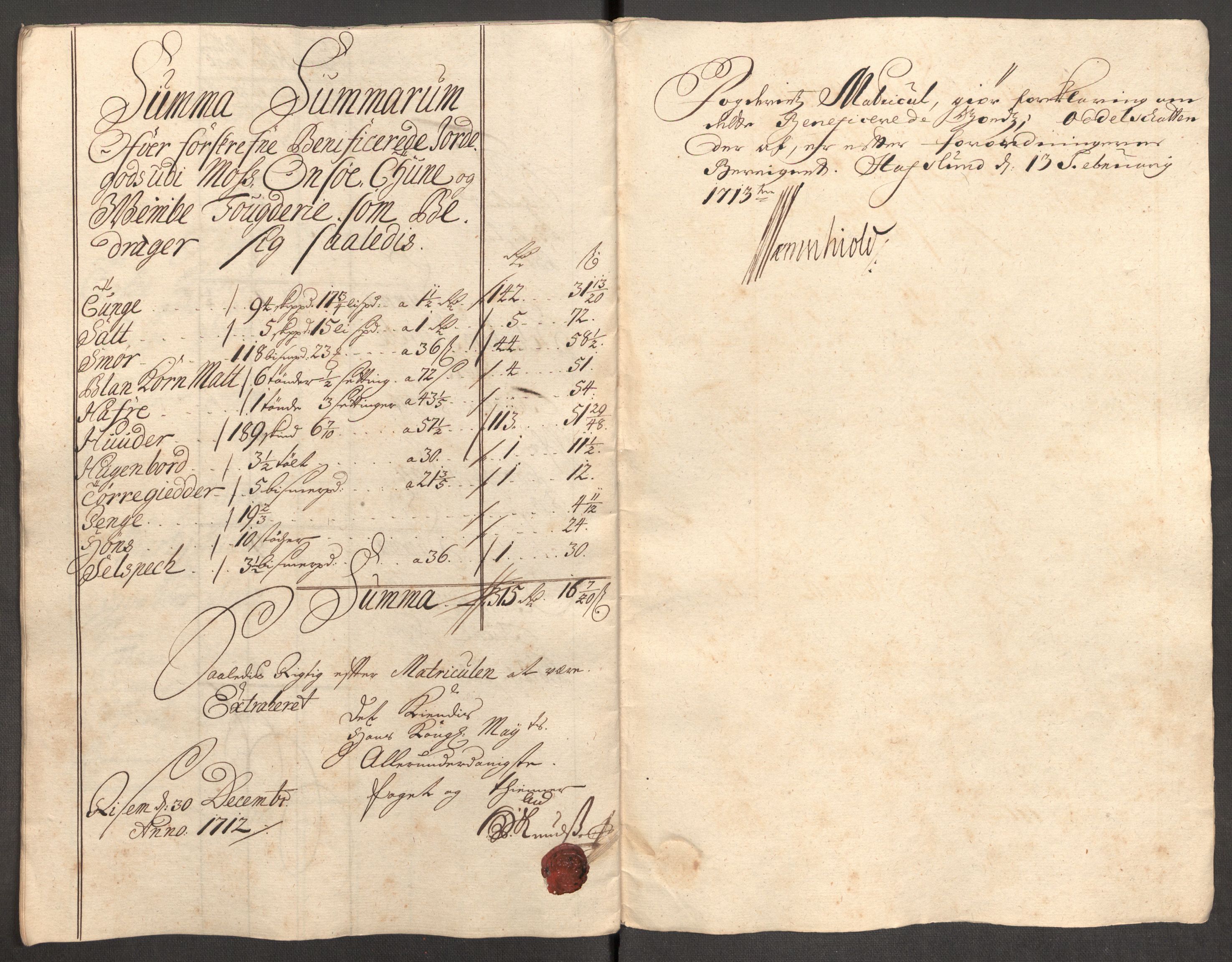 Rentekammeret inntil 1814, Reviderte regnskaper, Fogderegnskap, AV/RA-EA-4092/R04/L0137: Fogderegnskap Moss, Onsøy, Tune, Veme og Åbygge, 1712, s. 31