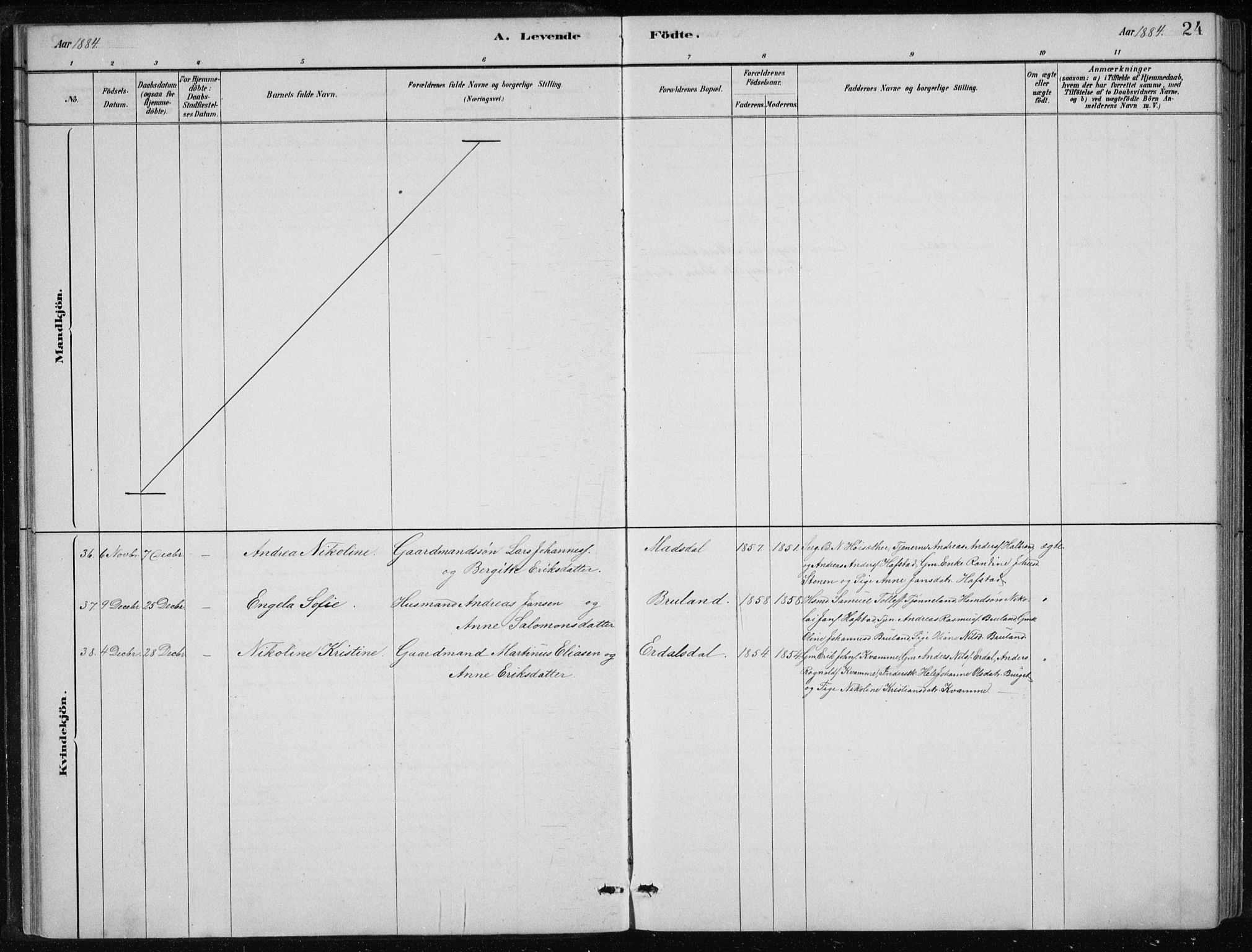 Førde sokneprestembete, AV/SAB-A-79901/H/Hab/Haba/L0002: Klokkerbok nr. A 2, 1881-1898, s. 24