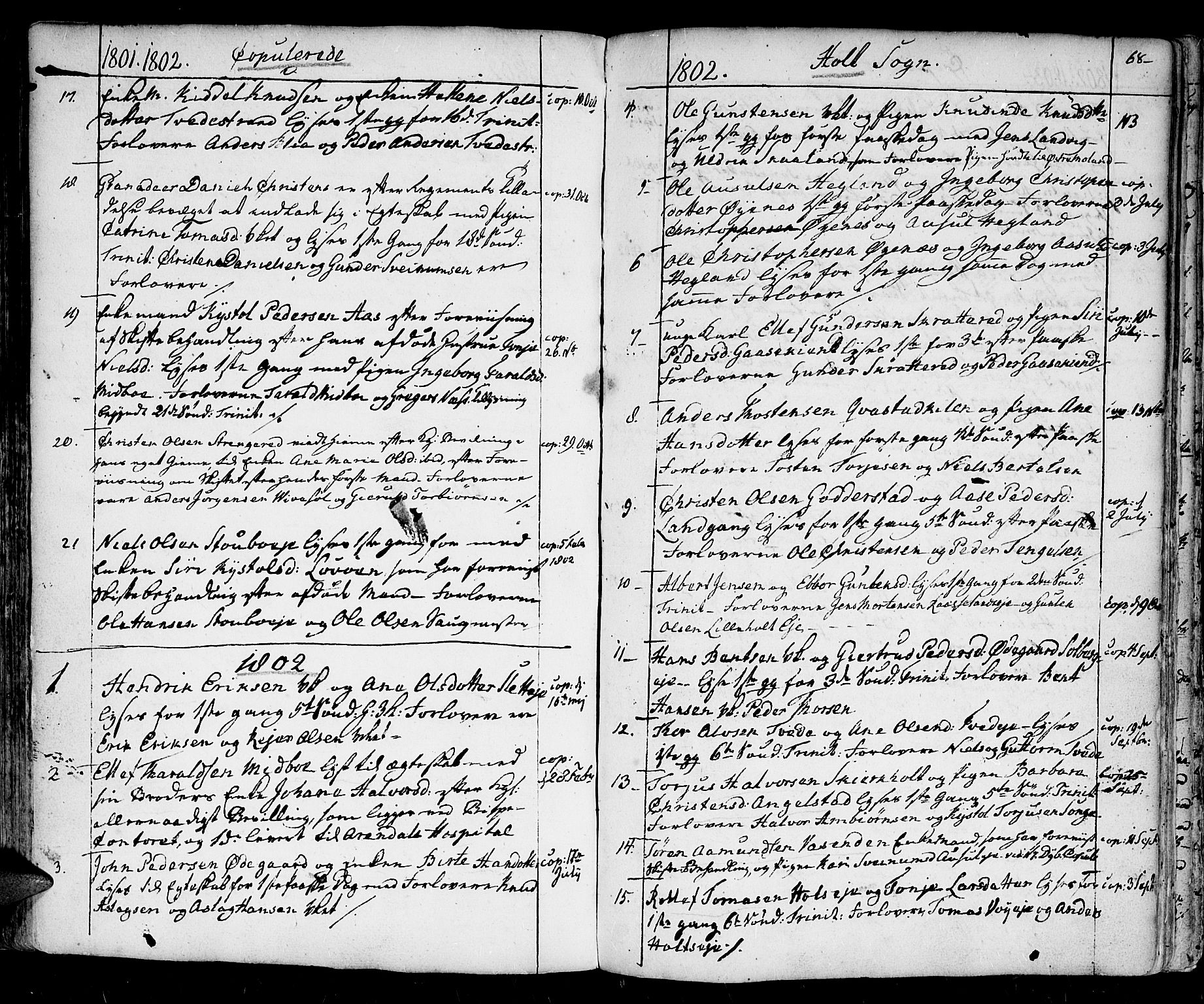 Holt sokneprestkontor, AV/SAK-1111-0021/F/Fa/L0004: Ministerialbok nr. A 4, 1799-1813, s. 68