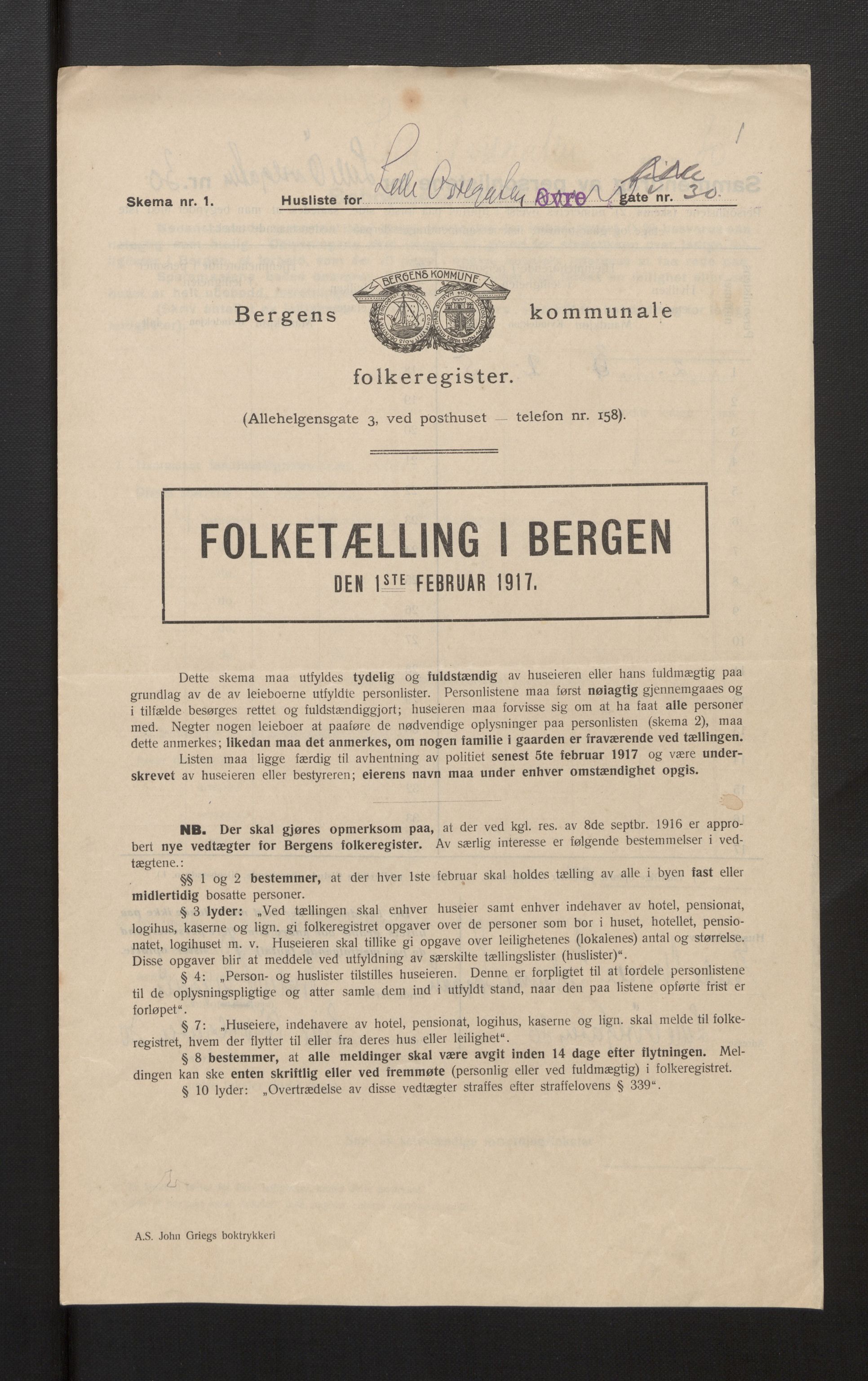 SAB, Kommunal folketelling 1917 for Bergen kjøpstad, 1917, s. 46151