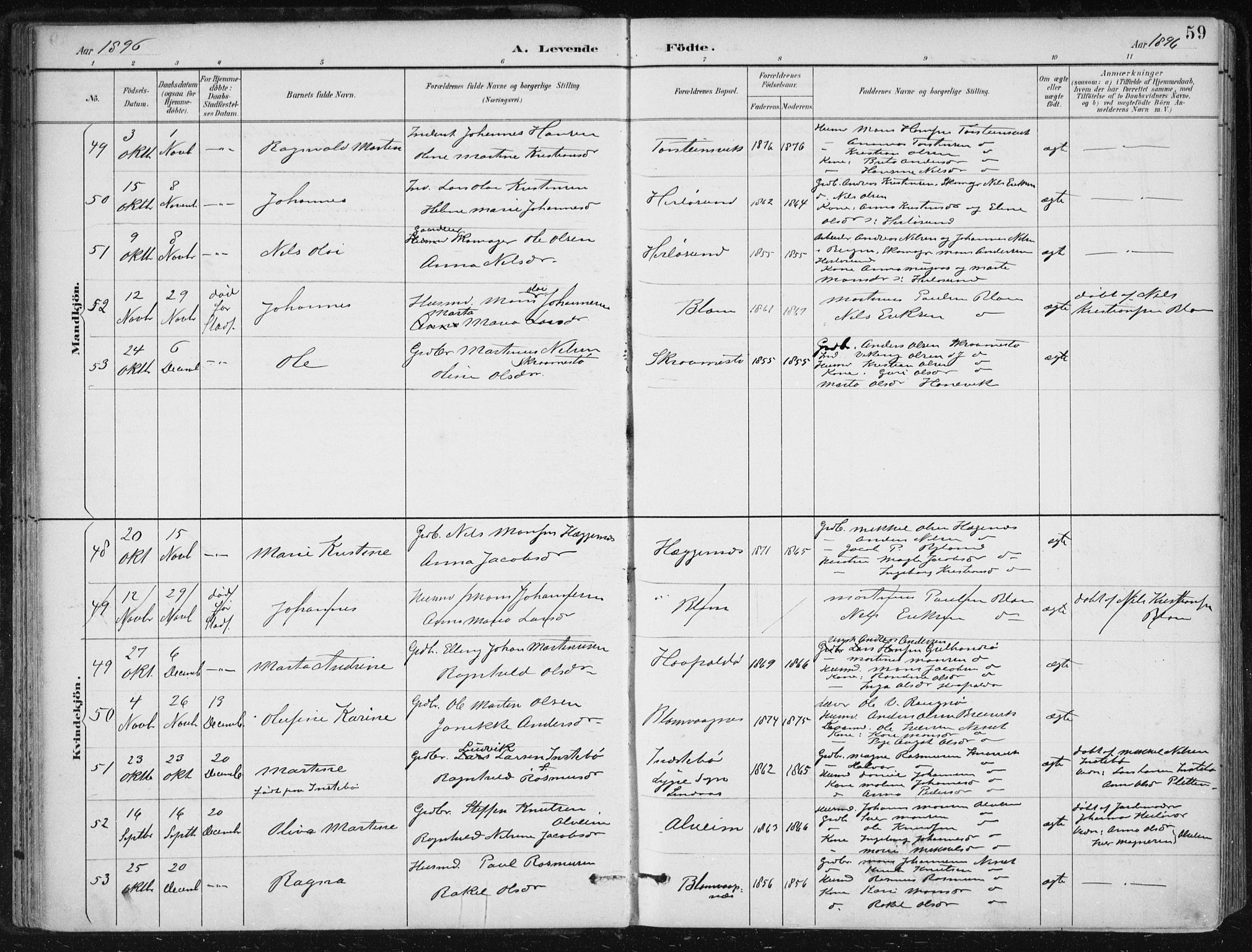 Herdla Sokneprestembete, AV/SAB-A-75701/H/Haa: Ministerialbok nr. A 4, 1891-1905, s. 59