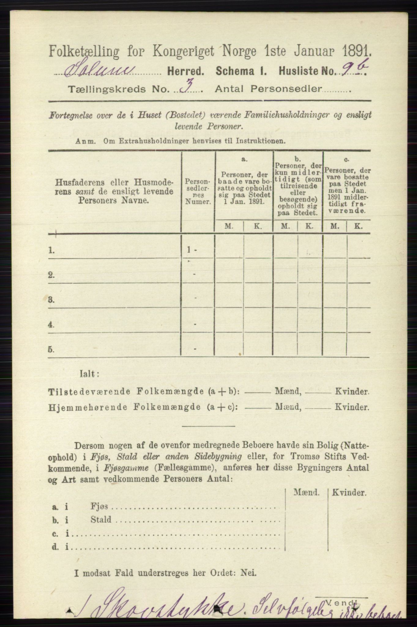 RA, Folketelling 1891 for 0818 Solum herred, 1891, s. 311