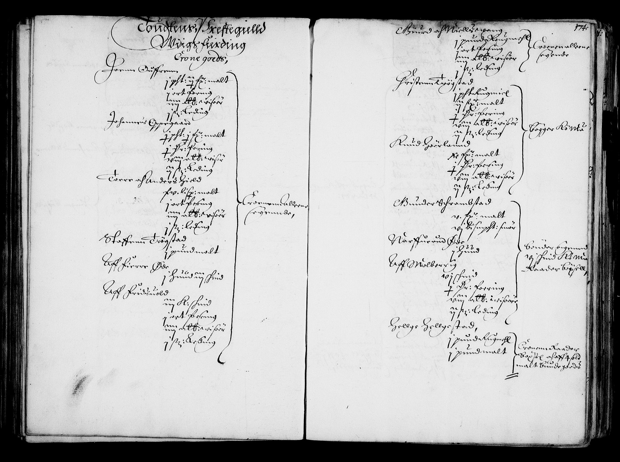 Rentekammeret inntil 1814, Realistisk ordnet avdeling, RA/EA-4070/N/Na/L0001: [XI f]: Akershus stifts jordebok, 1652, s. 173b-174a