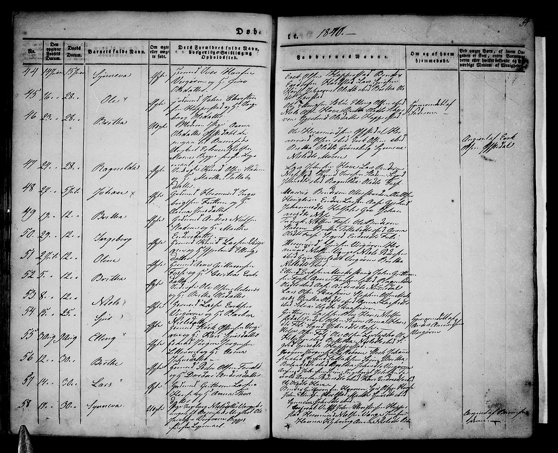 Vik sokneprestembete, AV/SAB-A-81501/H/Haa/Haaa/L0007: Ministerialbok nr. A 7, 1831-1845, s. 54