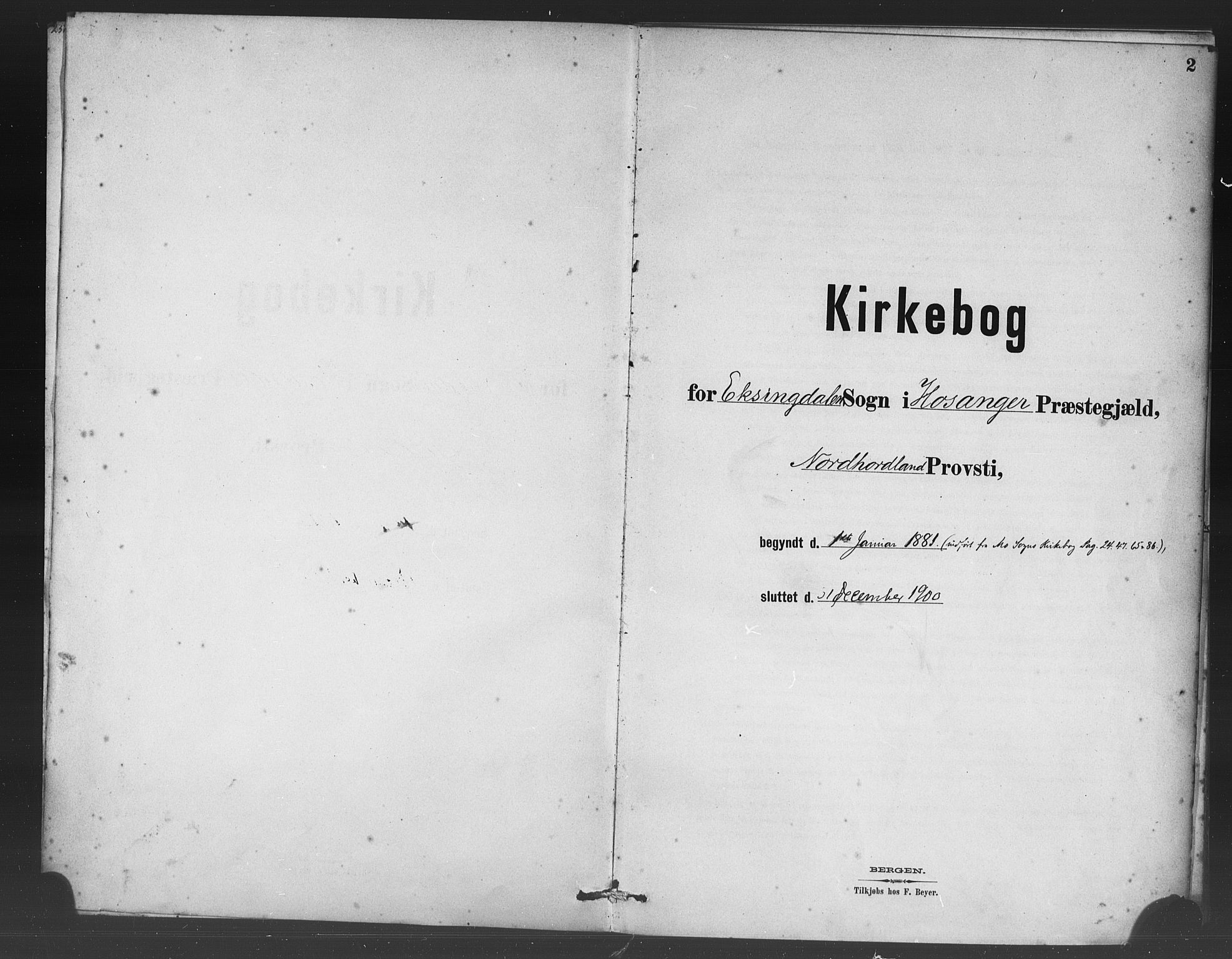 Vaksdal Sokneprestembete, SAB/A-78901/H/Haa: Ministerialbok nr. C 1, 1881-1900, s. 2
