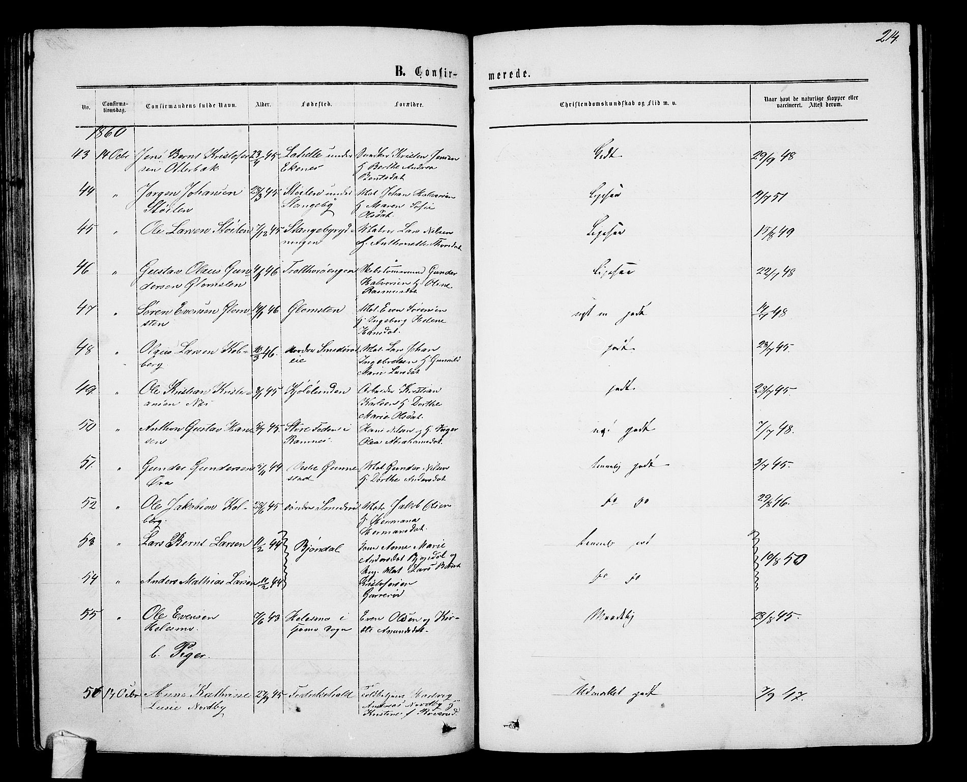 Nøtterøy kirkebøker, AV/SAKO-A-354/G/Ga/L0002: Klokkerbok nr. I 2, 1860-1877, s. 214