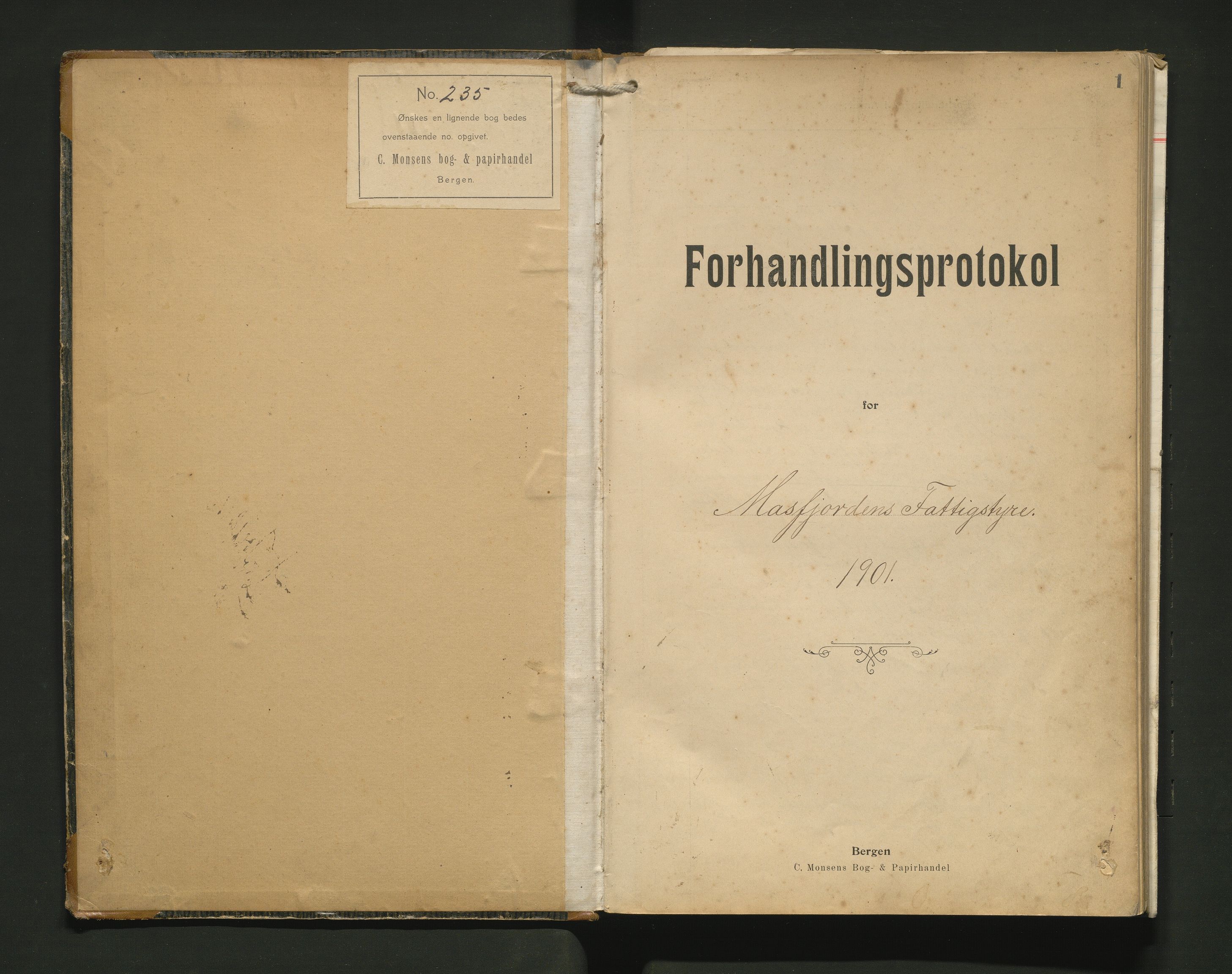 Masfjorden kommune. Fattigstyret, IKAH/1266-311/A/Aa/L0002: Møtebok for Masfjorden fattigstyre, 1901-1923