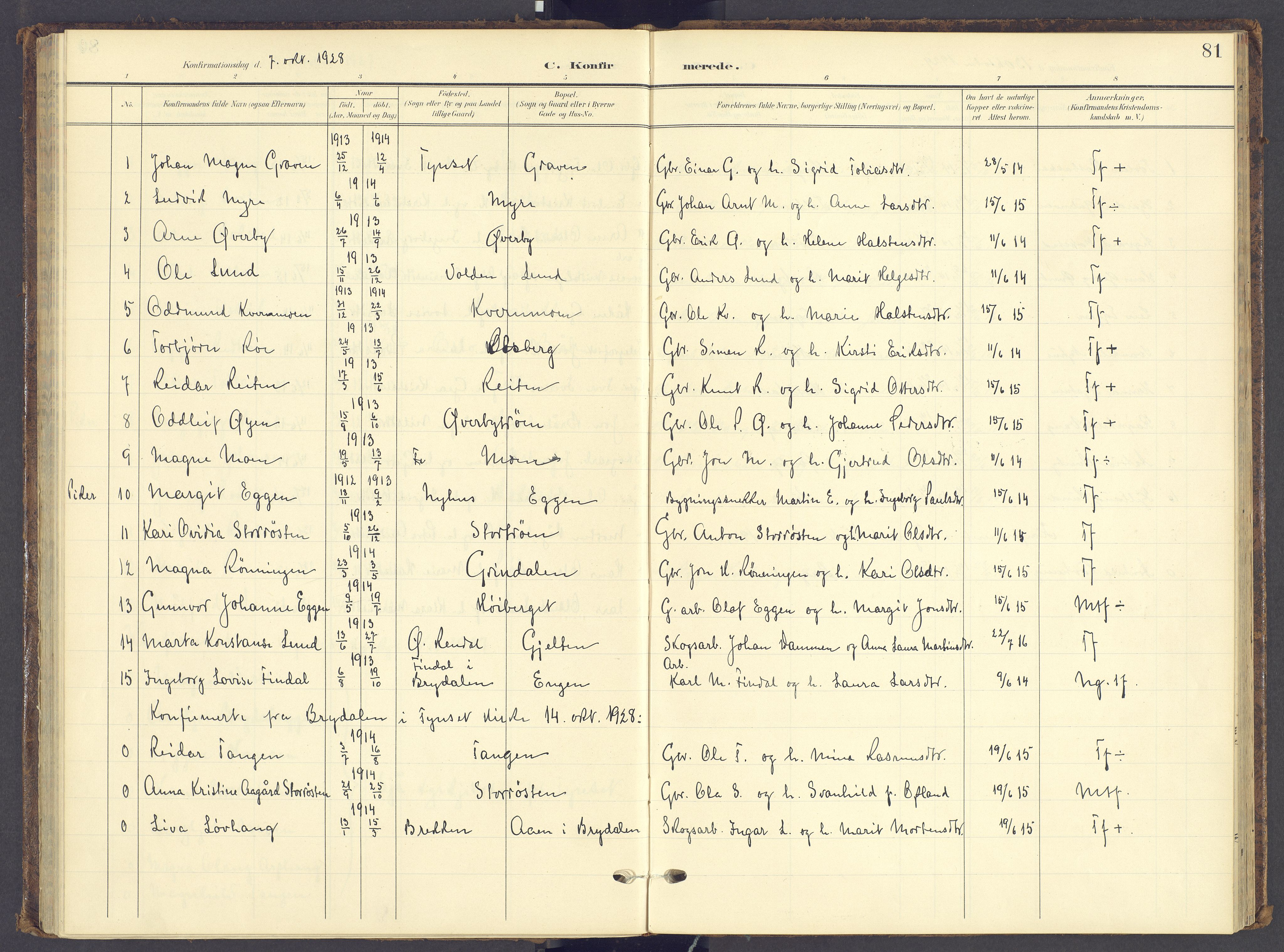 Tynset prestekontor, SAH/PREST-058/H/Ha/Haa/L0028: Ministerialbok nr. 28, 1902-1929, s. 81