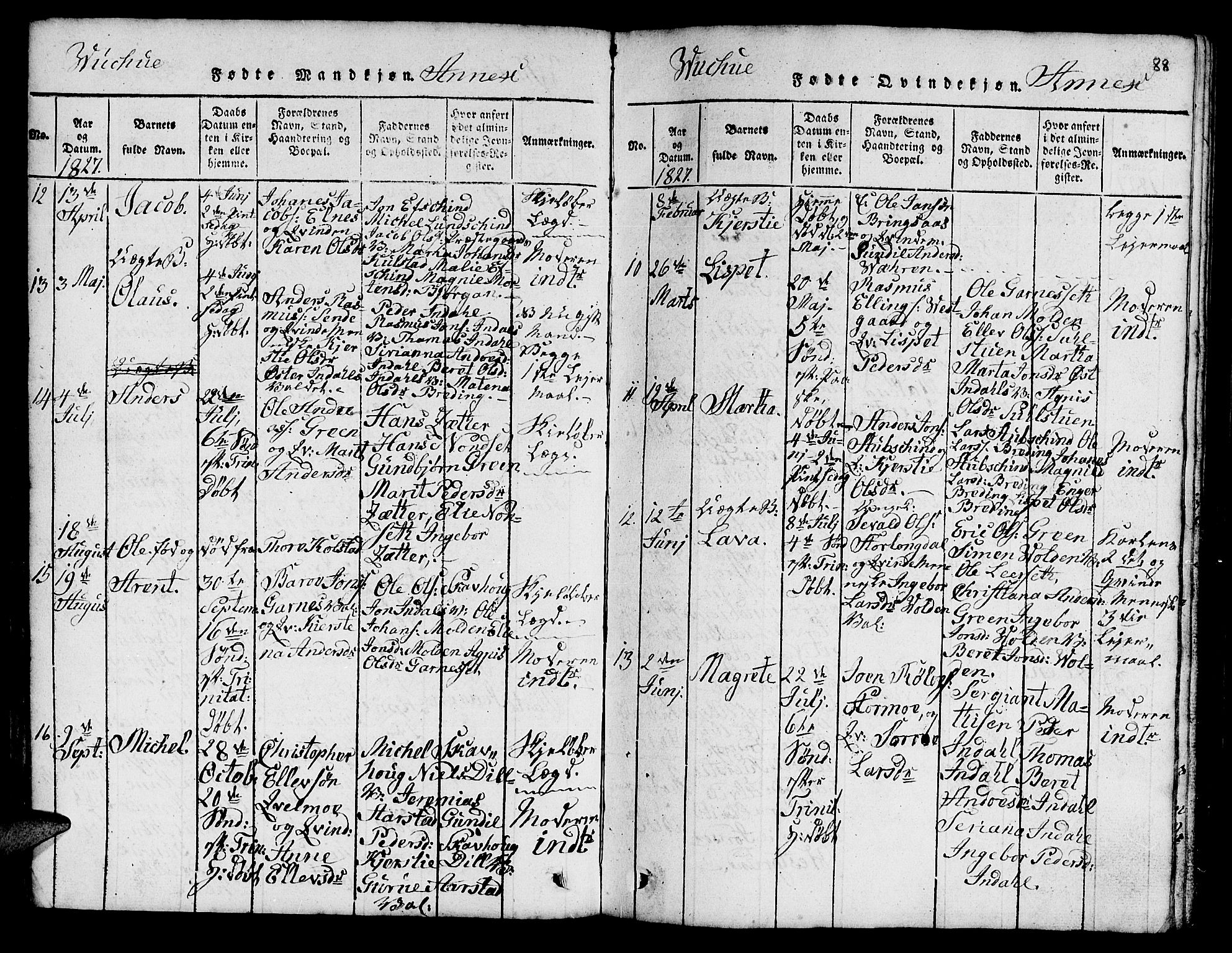 Ministerialprotokoller, klokkerbøker og fødselsregistre - Nord-Trøndelag, AV/SAT-A-1458/724/L0265: Klokkerbok nr. 724C01, 1816-1845, s. 88