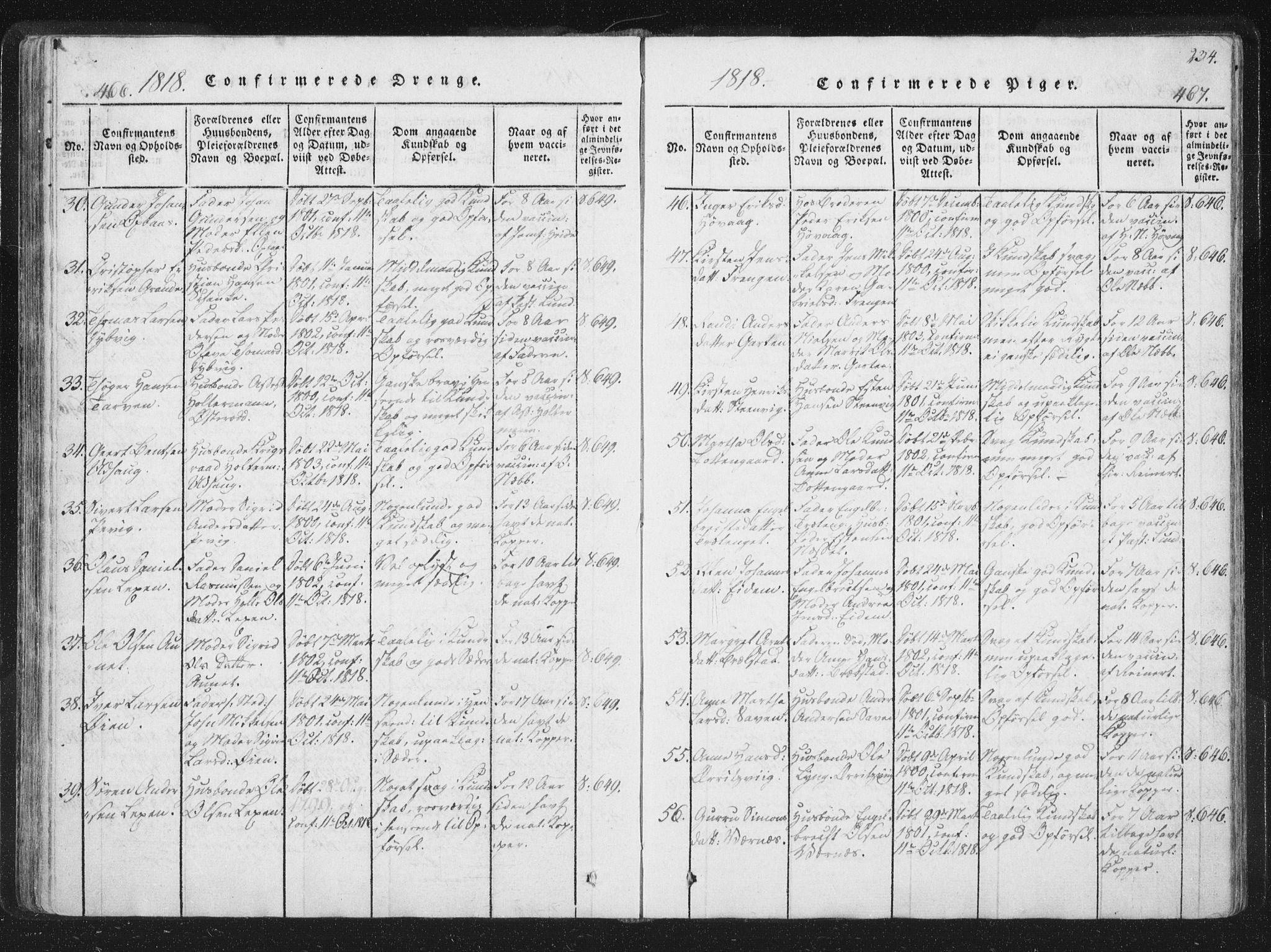 Ministerialprotokoller, klokkerbøker og fødselsregistre - Sør-Trøndelag, AV/SAT-A-1456/659/L0734: Ministerialbok nr. 659A04, 1818-1825, s. 466-467