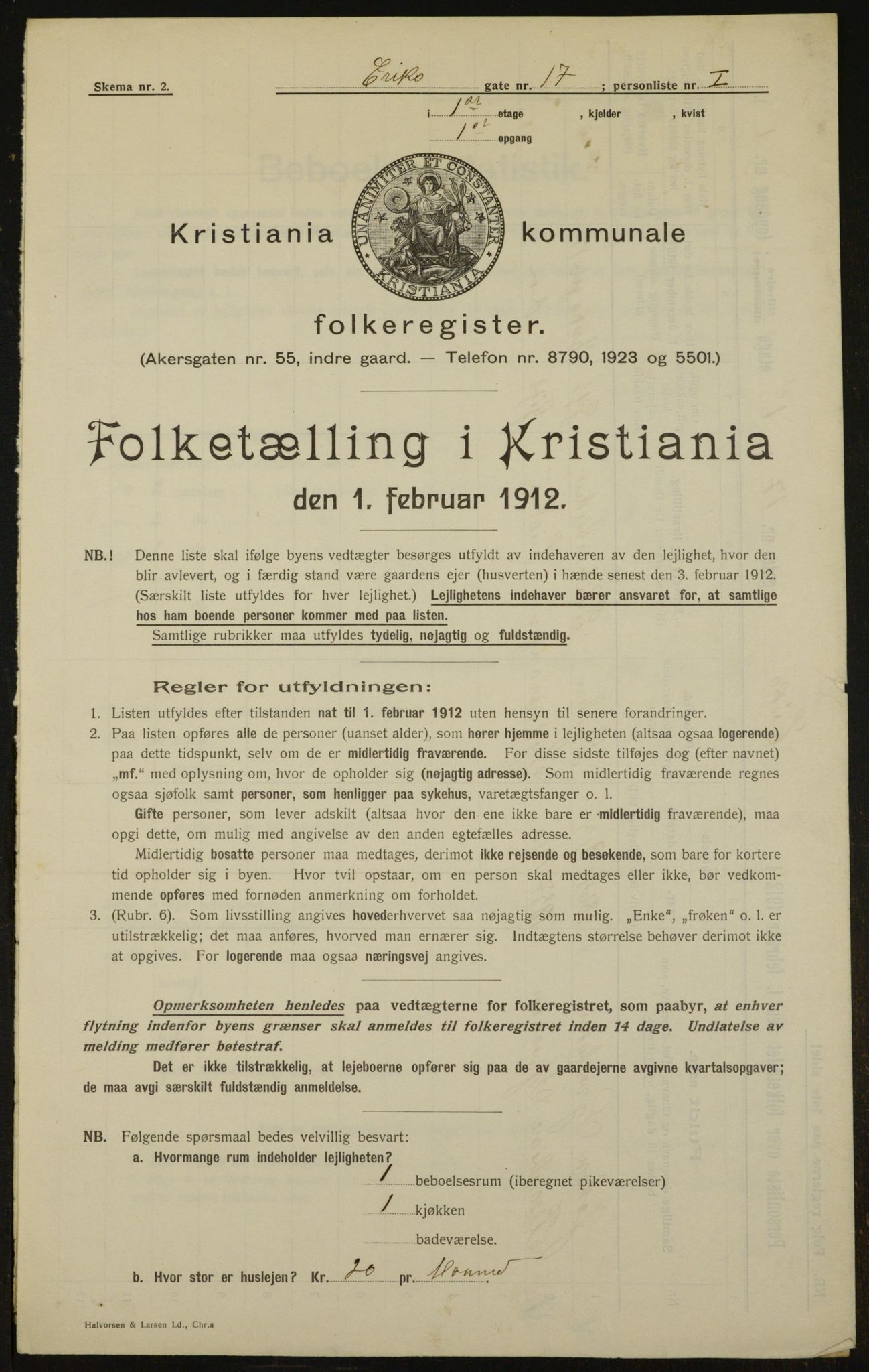 OBA, Kommunal folketelling 1.2.1912 for Kristiania, 1912, s. 20049