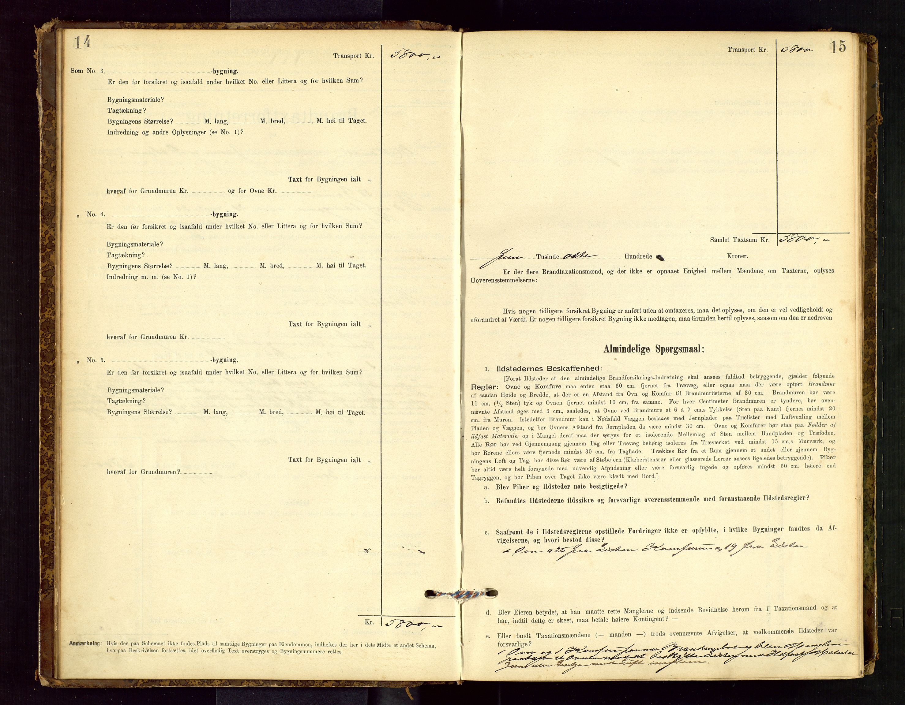 Hetland lensmannskontor, AV/SAST-A-100101/Gob/L0001: "Brandtaxationsprotokol", 1895-1918, s. 14-15