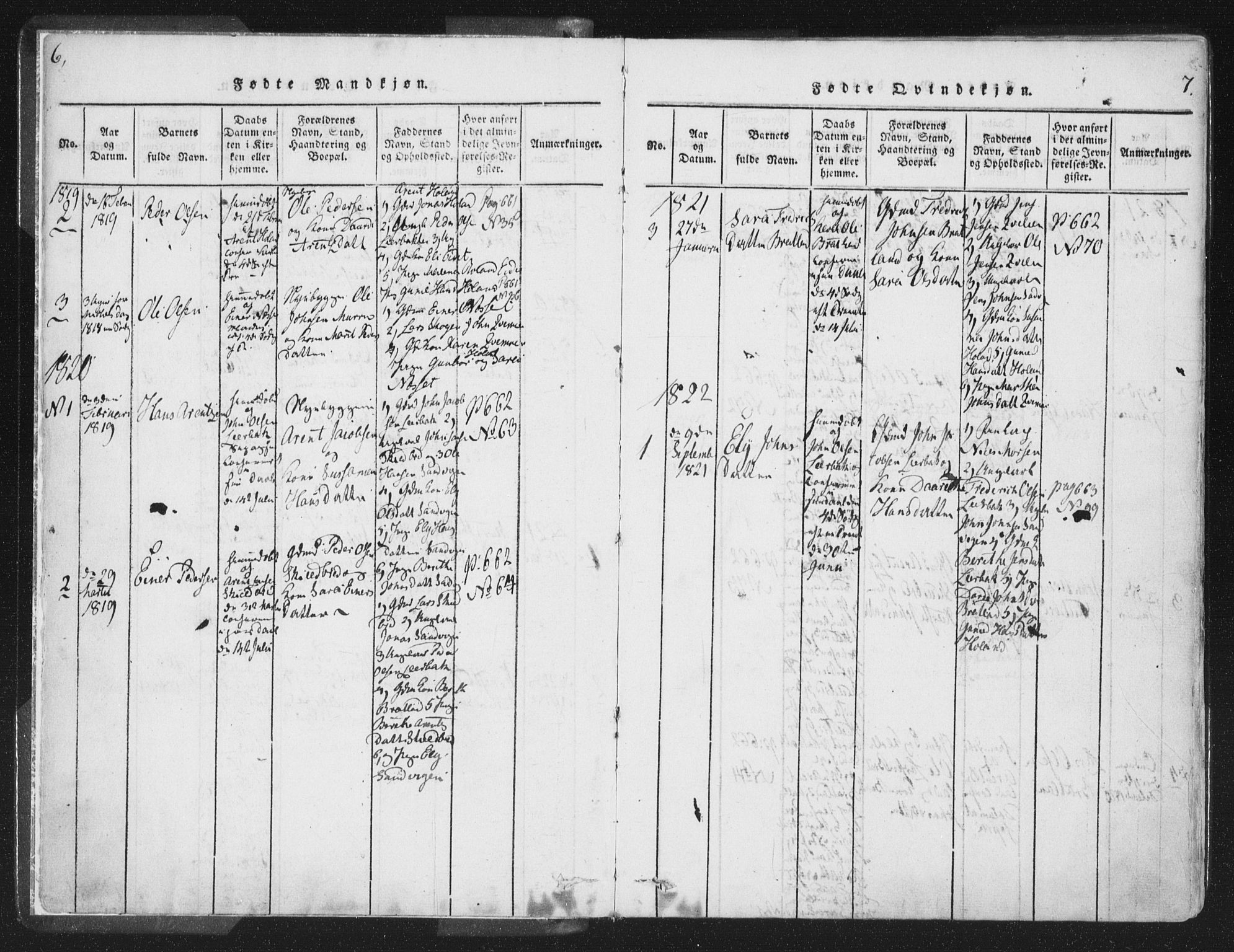 Ministerialprotokoller, klokkerbøker og fødselsregistre - Nord-Trøndelag, SAT/A-1458/755/L0491: Ministerialbok nr. 755A01 /1, 1817-1864, s. 6-7