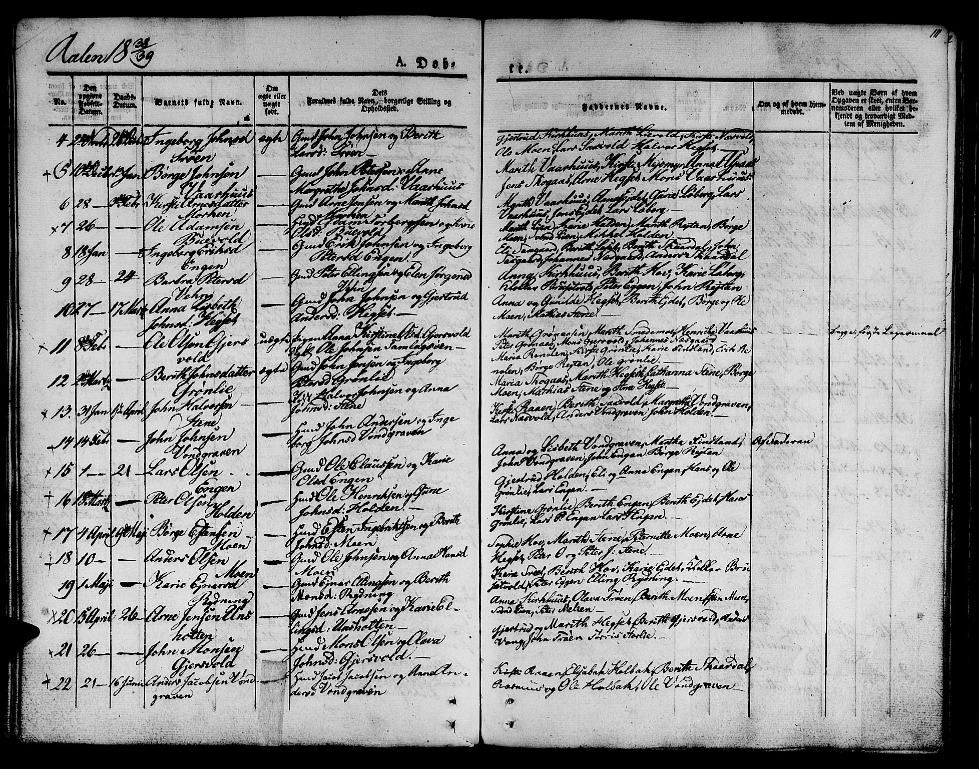 Ministerialprotokoller, klokkerbøker og fødselsregistre - Sør-Trøndelag, SAT/A-1456/685/L0959: Ministerialbok nr. 685A04 /3, 1829-1845, s. 111