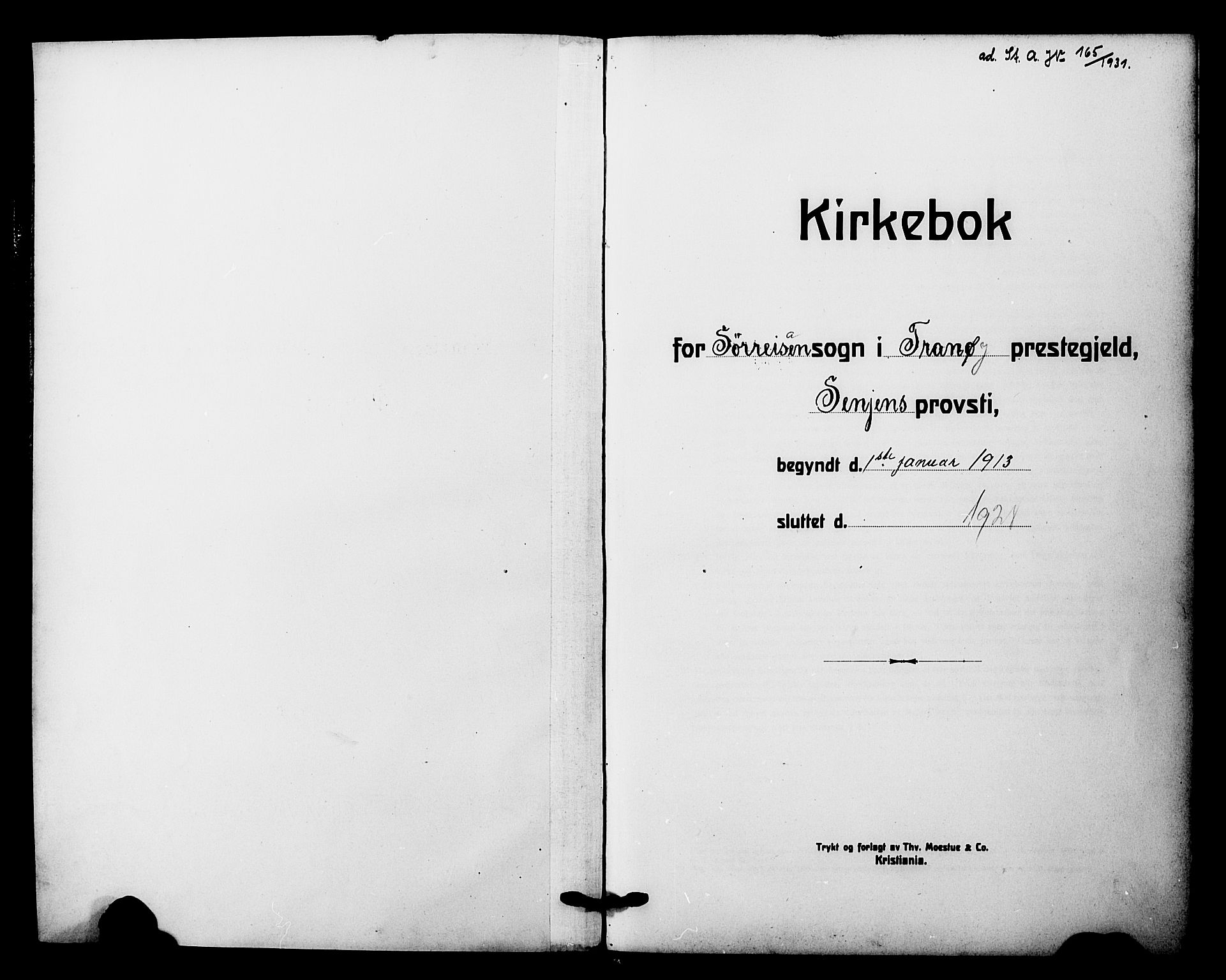Tranøy sokneprestkontor, SATØ/S-1313/I/Ia/Iab/L0023klokker: Klokkerbok nr. 23, 1913-1928