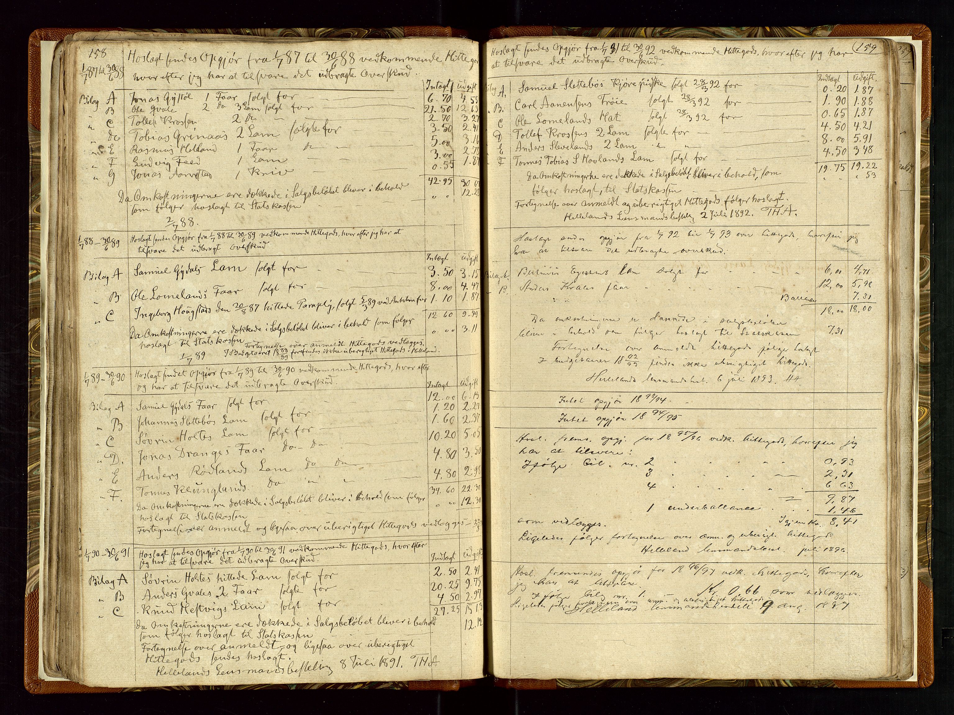 Helleland lensmannskontor, SAST/A-100209/Ya/L0003: Diverseprotokoll, 1842-1960, s. 158-159