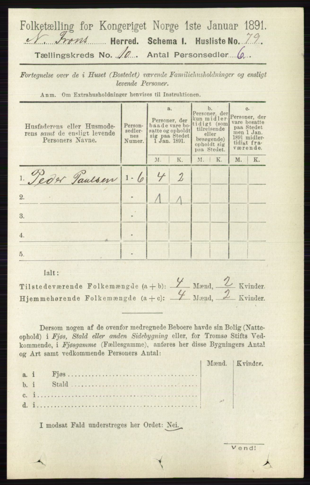 RA, Folketelling 1891 for 0518 Nord-Fron herred, 1891, s. 4381