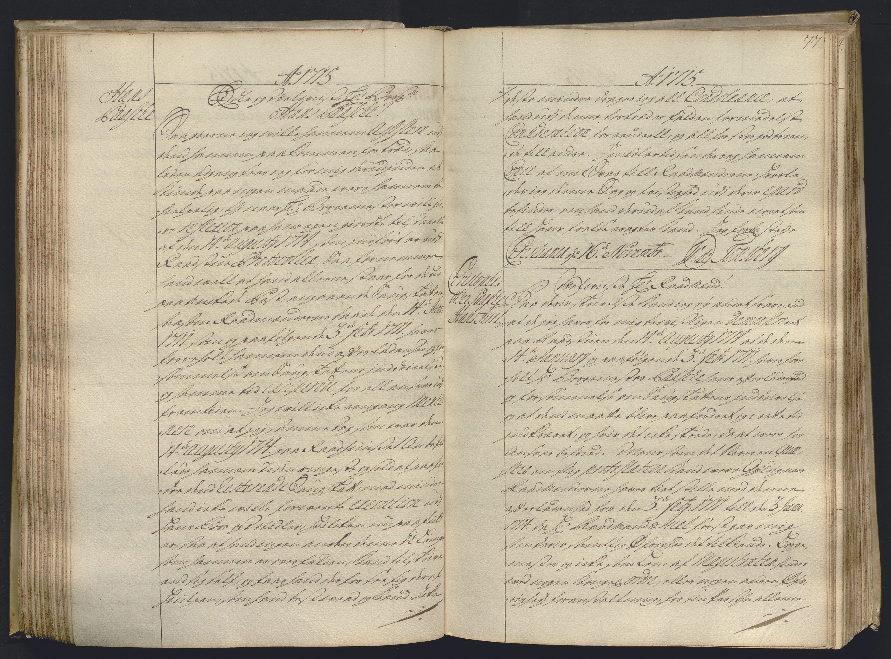 Kristiania stiftamt, AV/SAO-A-10386/B/Ba/L0004: Kopibok, 1715-1717, s. 76b-77a