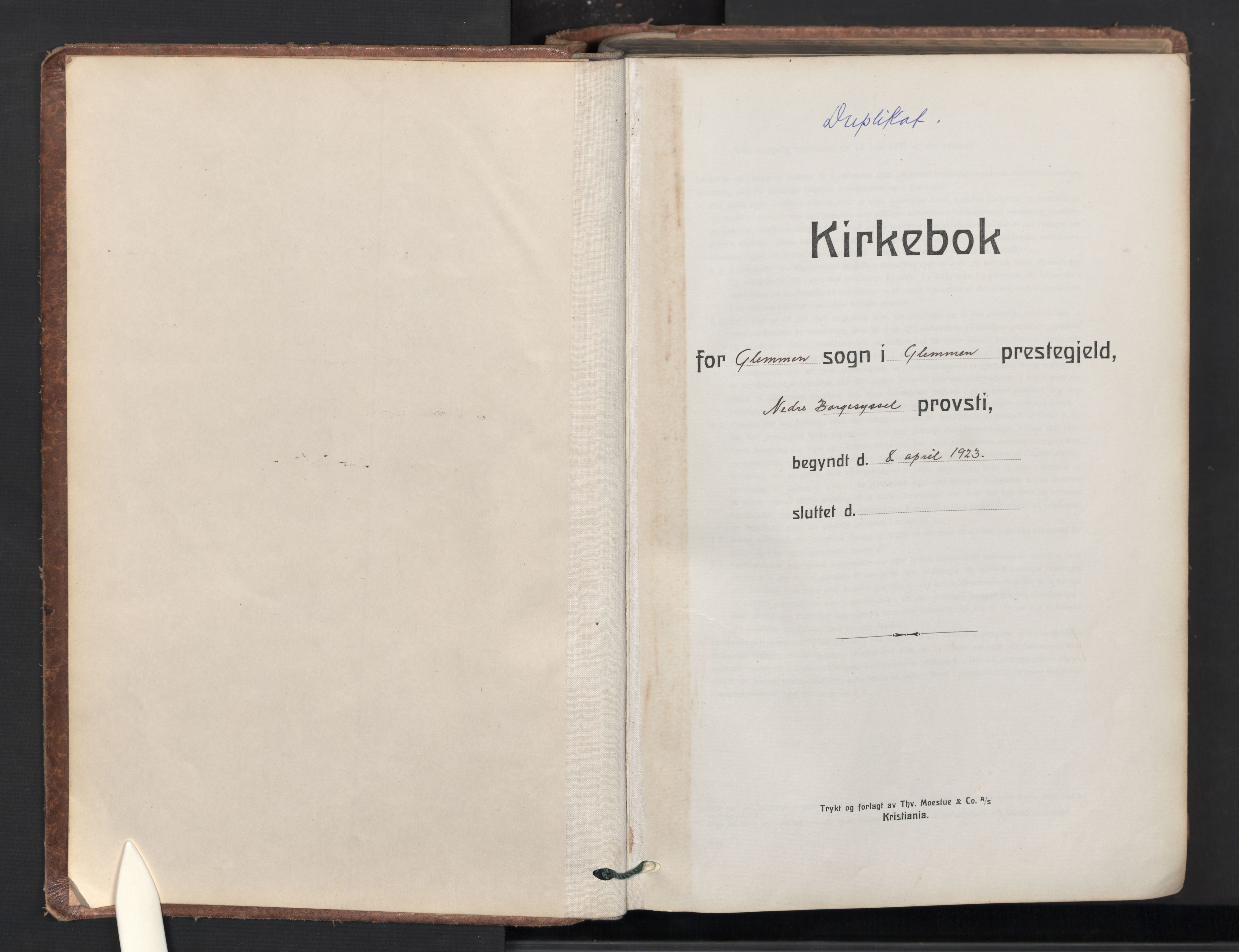 Glemmen prestekontor Kirkebøker, SAO/A-10908/G/Ga/L0008: Klokkerbok nr. 8, 1923-1956