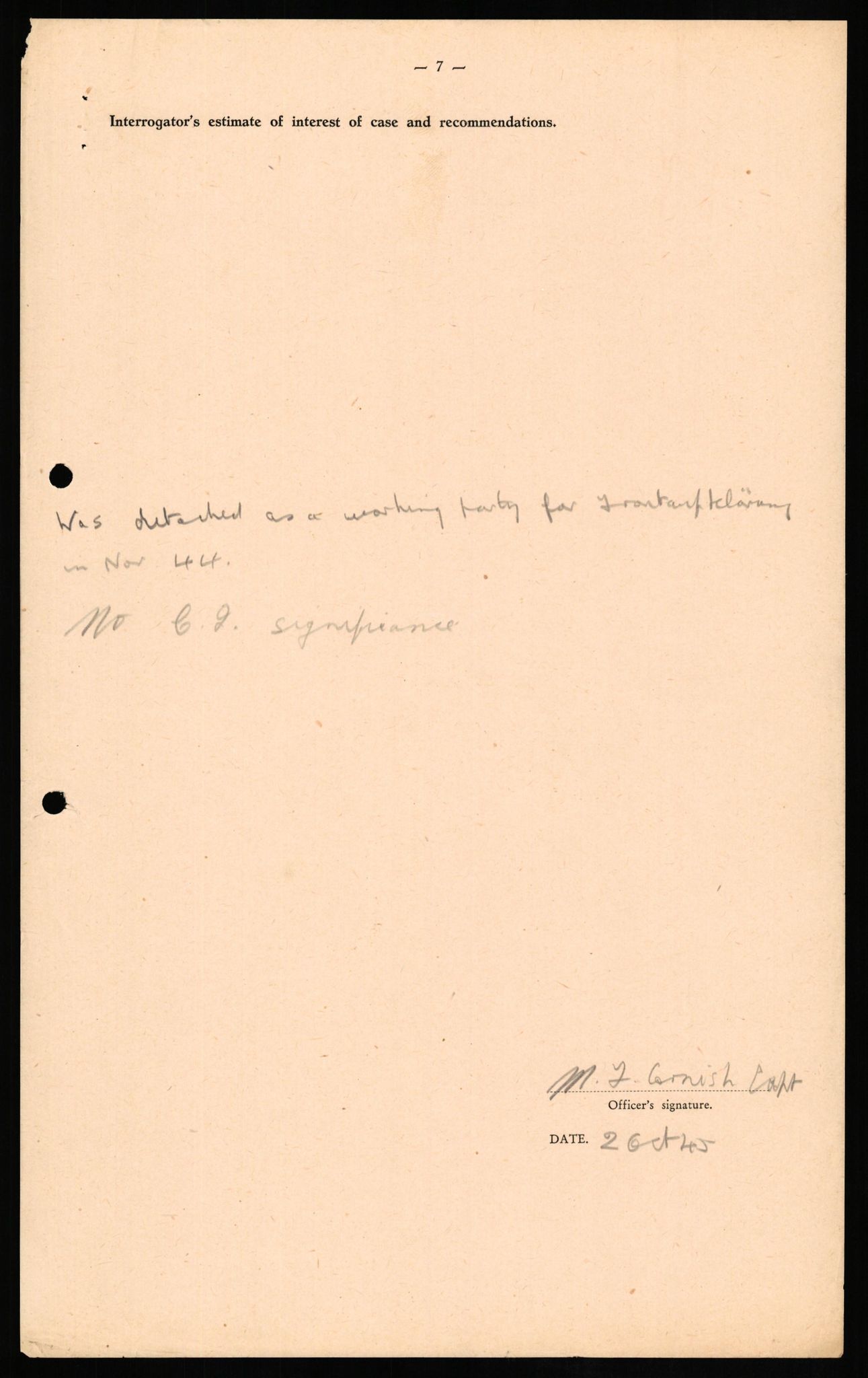 Forsvaret, Forsvarets overkommando II, AV/RA-RAFA-3915/D/Db/L0013: CI Questionaires. Tyske okkupasjonsstyrker i Norge. Tyskere., 1945-1946, s. 343