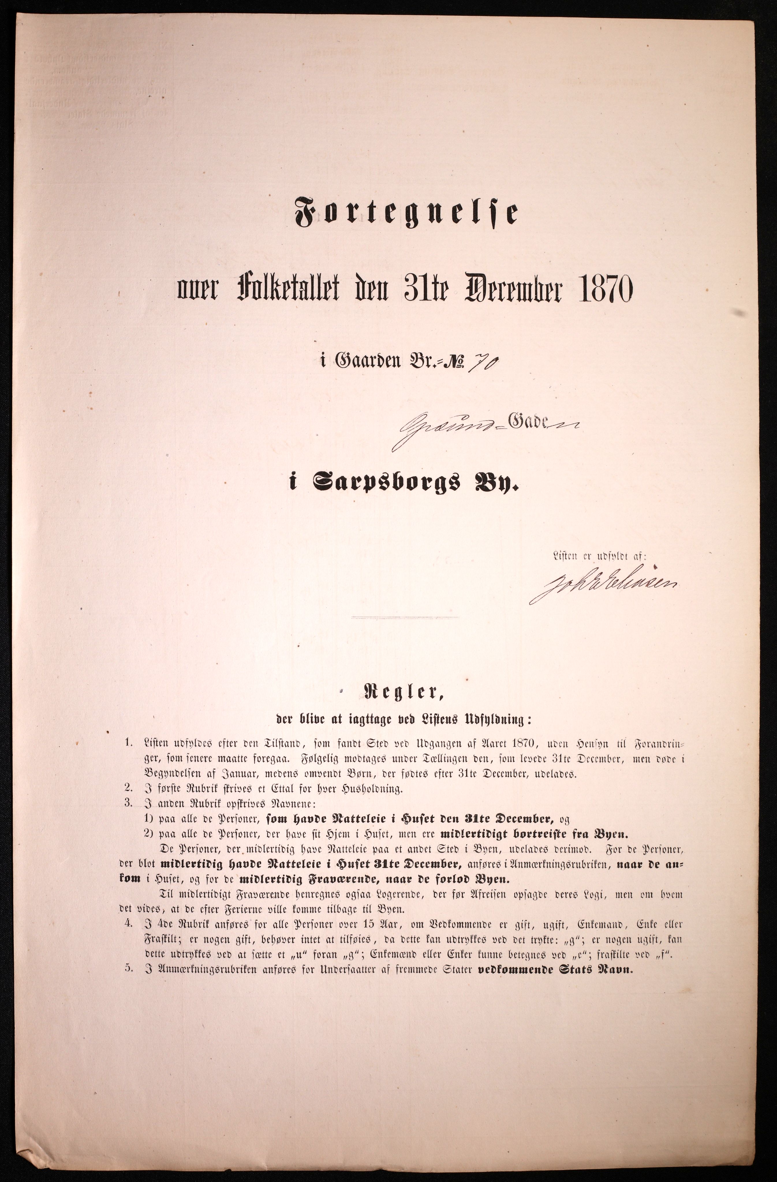 RA, Folketelling 1870 for 0102 Sarpsborg kjøpstad, 1870, s. 465