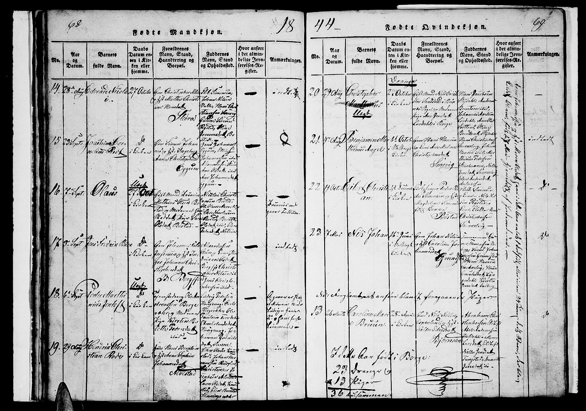 Ministerialprotokoller, klokkerbøker og fødselsregistre - Nordland, AV/SAT-A-1459/880/L1139: Klokkerbok nr. 880C01, 1836-1857, s. 68-69