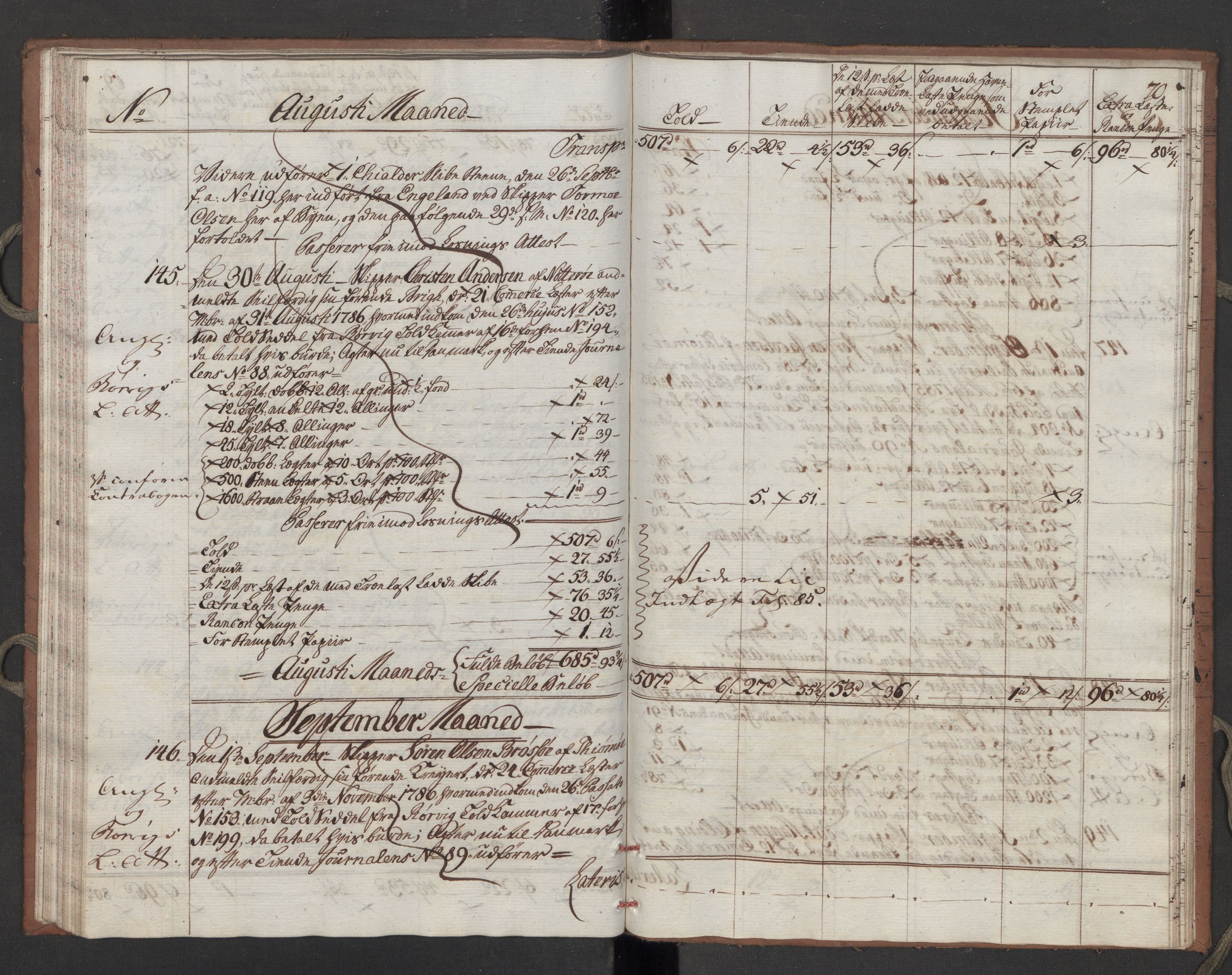 Generaltollkammeret, tollregnskaper, RA/EA-5490/R10/L0052/0002: Tollregnskaper Tønsberg / Utgående tollbok, 1790, s. 69b-70a