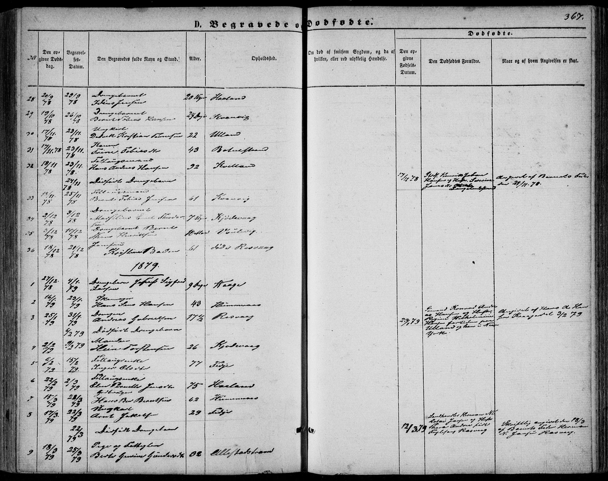 Flekkefjord sokneprestkontor, SAK/1111-0012/F/Fb/Fbb/L0003: Klokkerbok nr. B 3, 1867-1889, s. 367