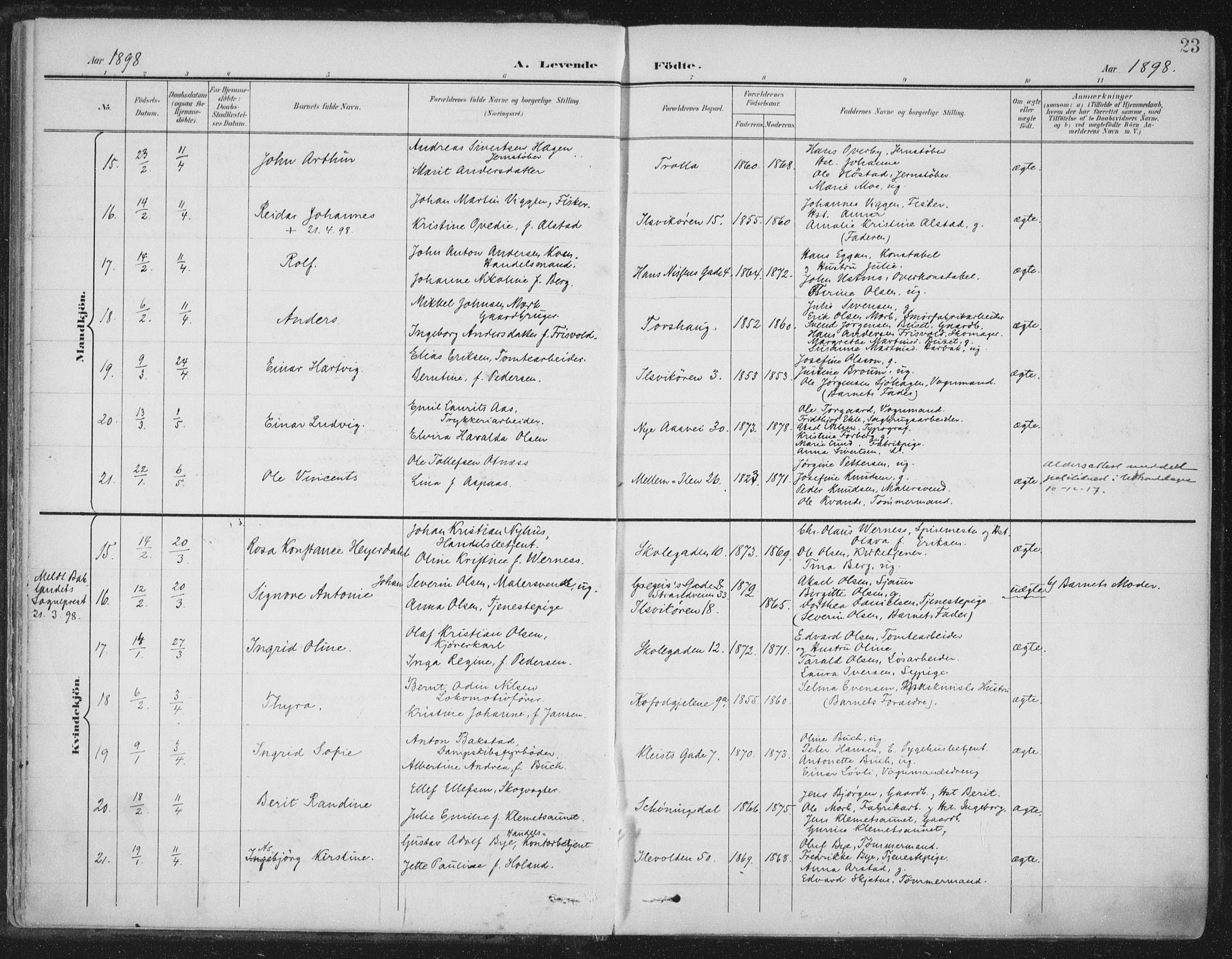 Ministerialprotokoller, klokkerbøker og fødselsregistre - Sør-Trøndelag, AV/SAT-A-1456/603/L0167: Ministerialbok nr. 603A06, 1896-1932, s. 23