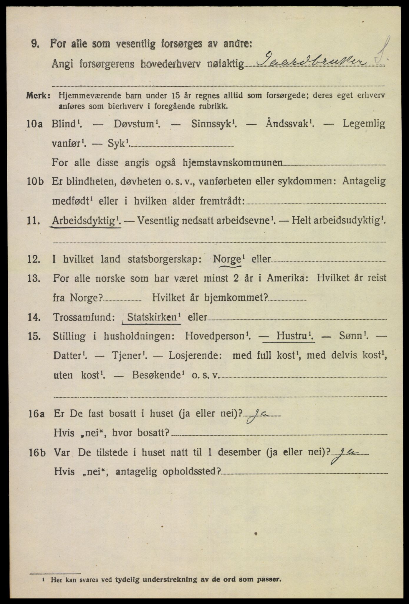 SAK, Folketelling 1920 for 1034 Hægebostad herred, 1920, s. 864