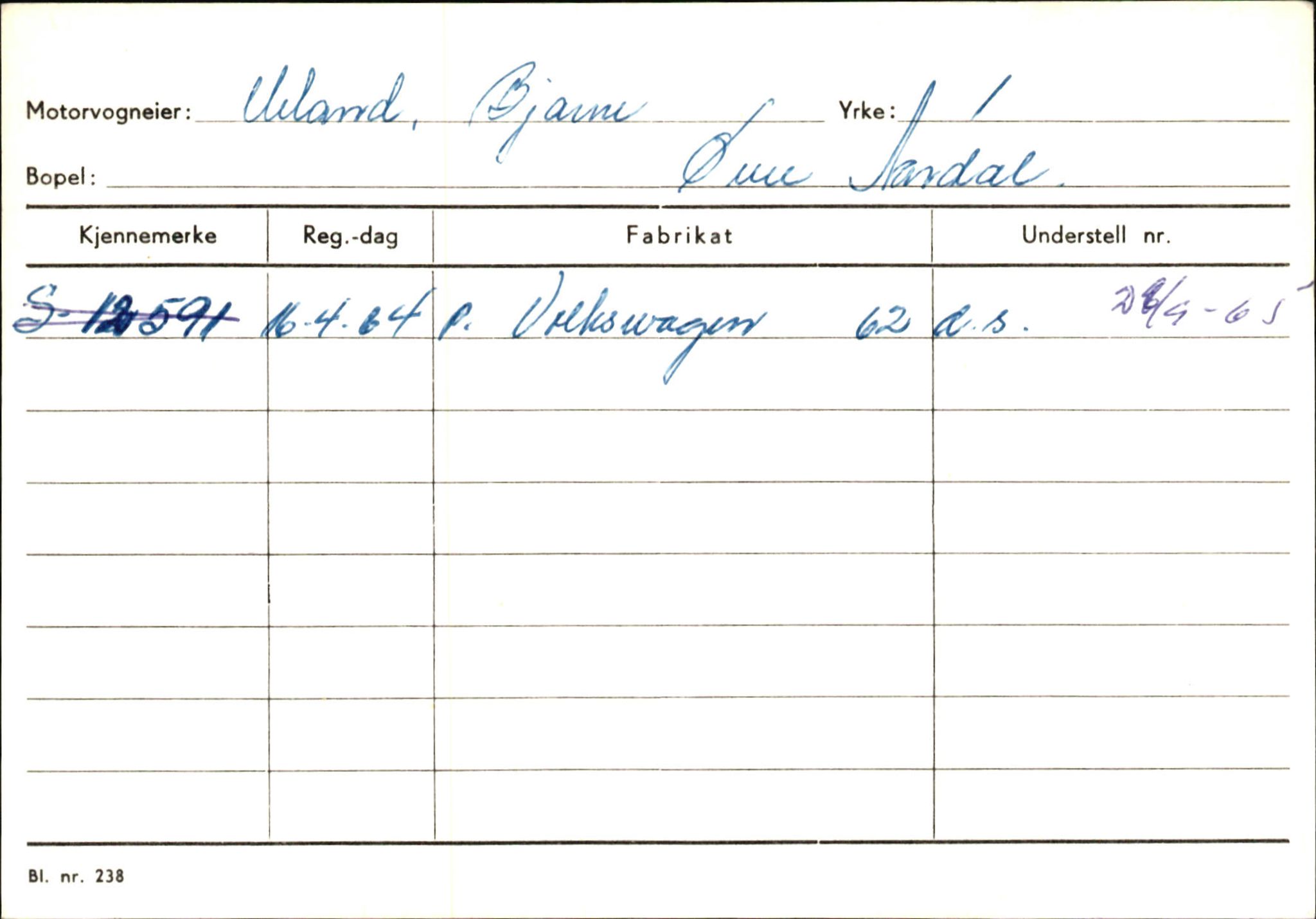 Statens vegvesen, Sogn og Fjordane vegkontor, AV/SAB-A-5301/4/F/L0146: Registerkort Årdal R-Å samt diverse kort, 1945-1975, s. 1025